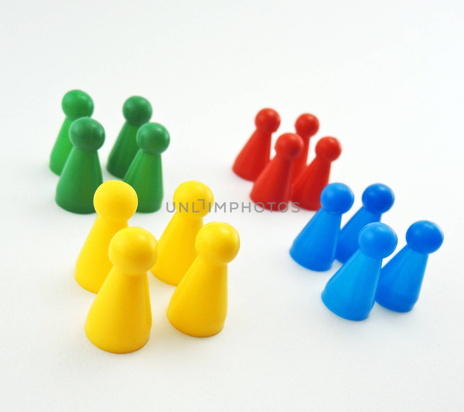 Plastic pawns in four color by MalyDesigner