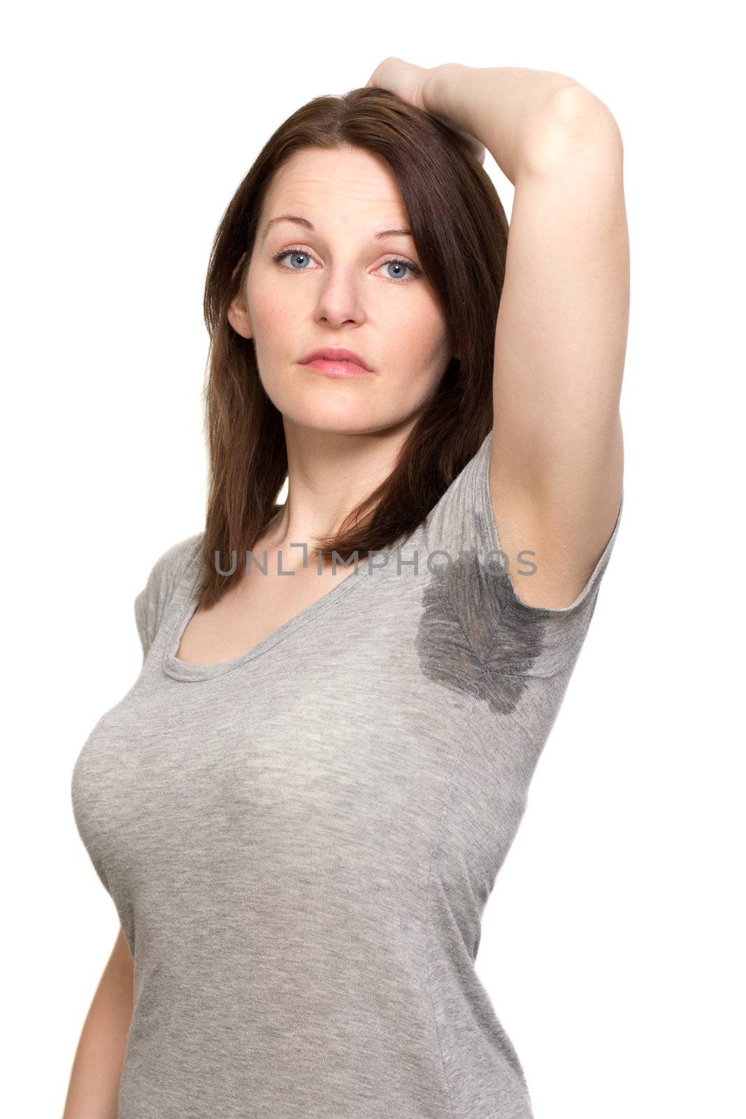 Woman sweating very badly under armpit by dwaschnig_photo