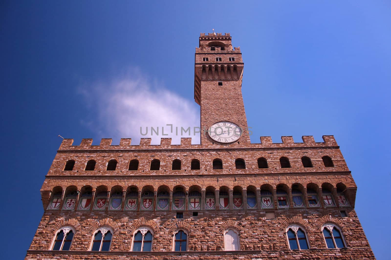 Romanesque building of Palazzo Vecchio � Old Palace � a famous landmark in Florence, Italy