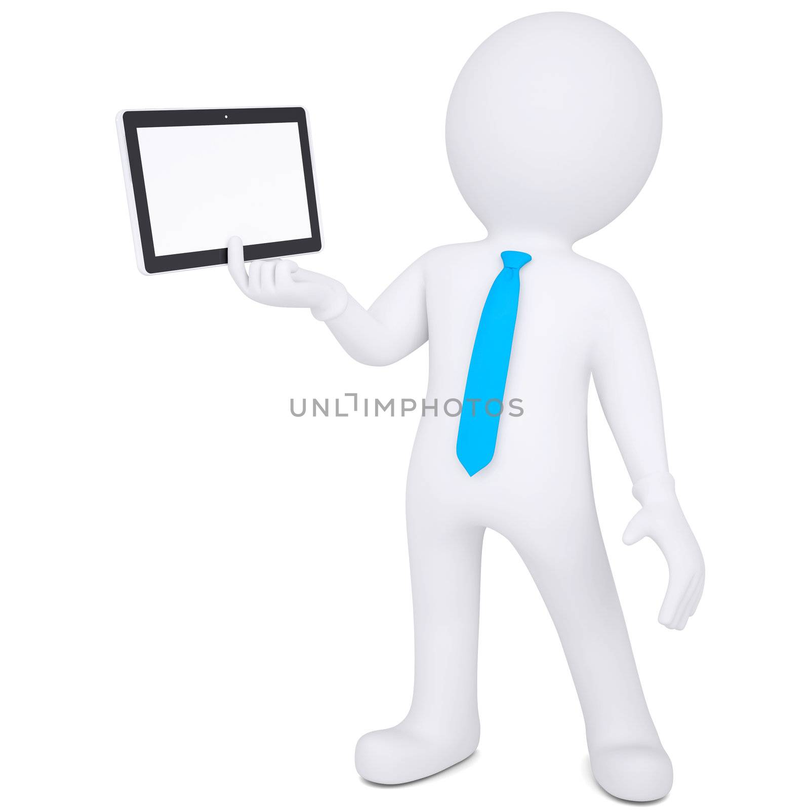 3d man holding tablet PC by cherezoff