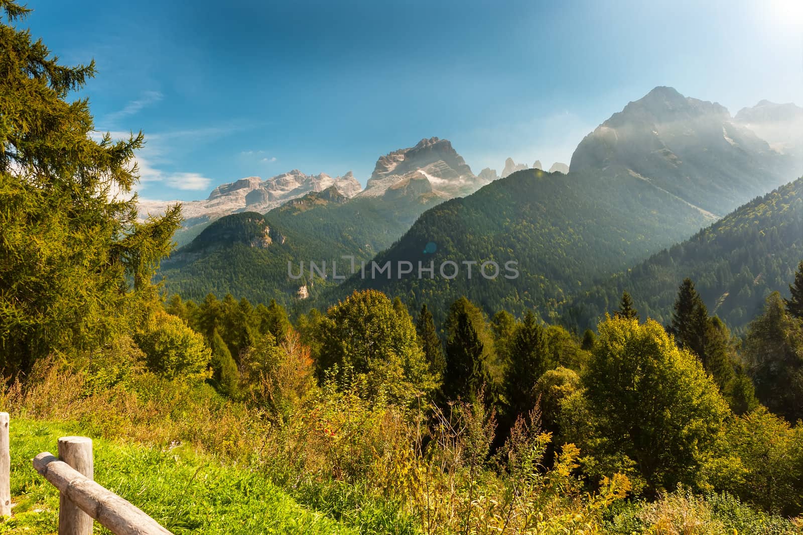 Panoramic view to the Brenta Group or Brenta Dolomites