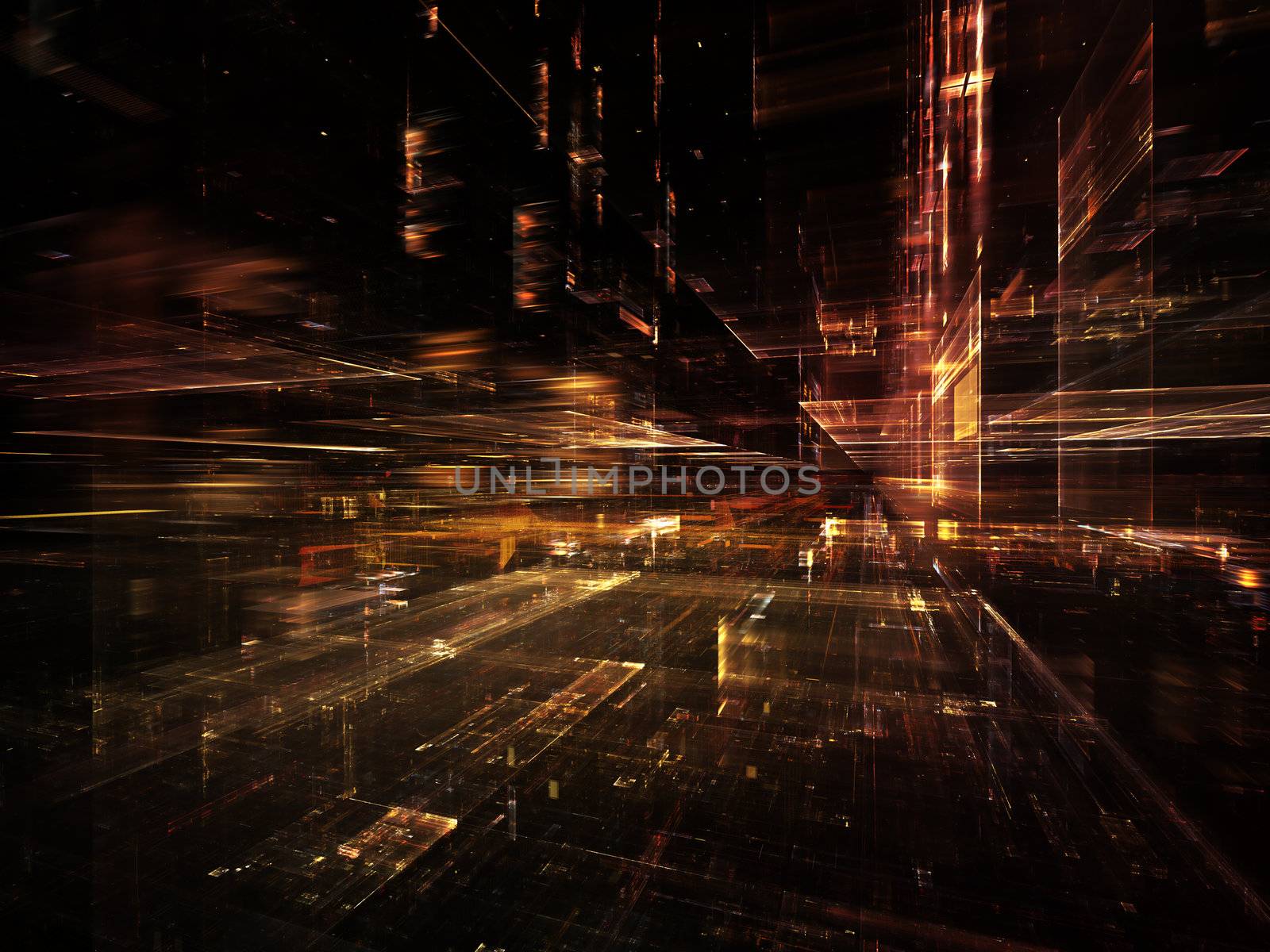 Digital Perspectives series. Abstract arrangement of light grids and fractal elements suitable as background for projects on business, science, education and technology