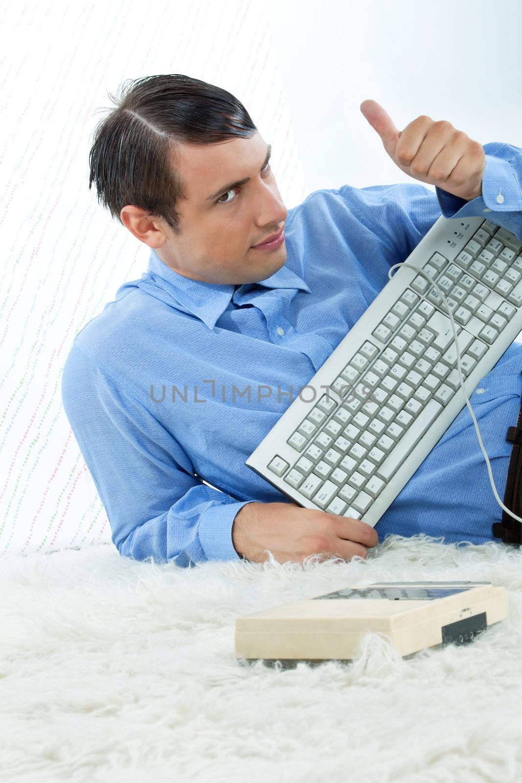 Man with Keyboard by leaf