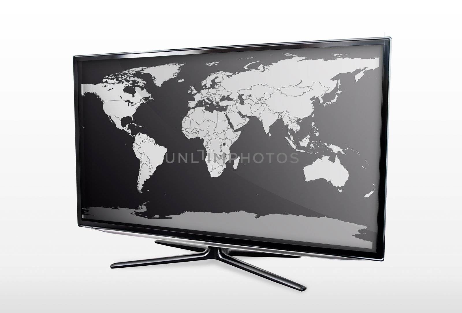 Modern LED TV screen with blank world map by simpson33