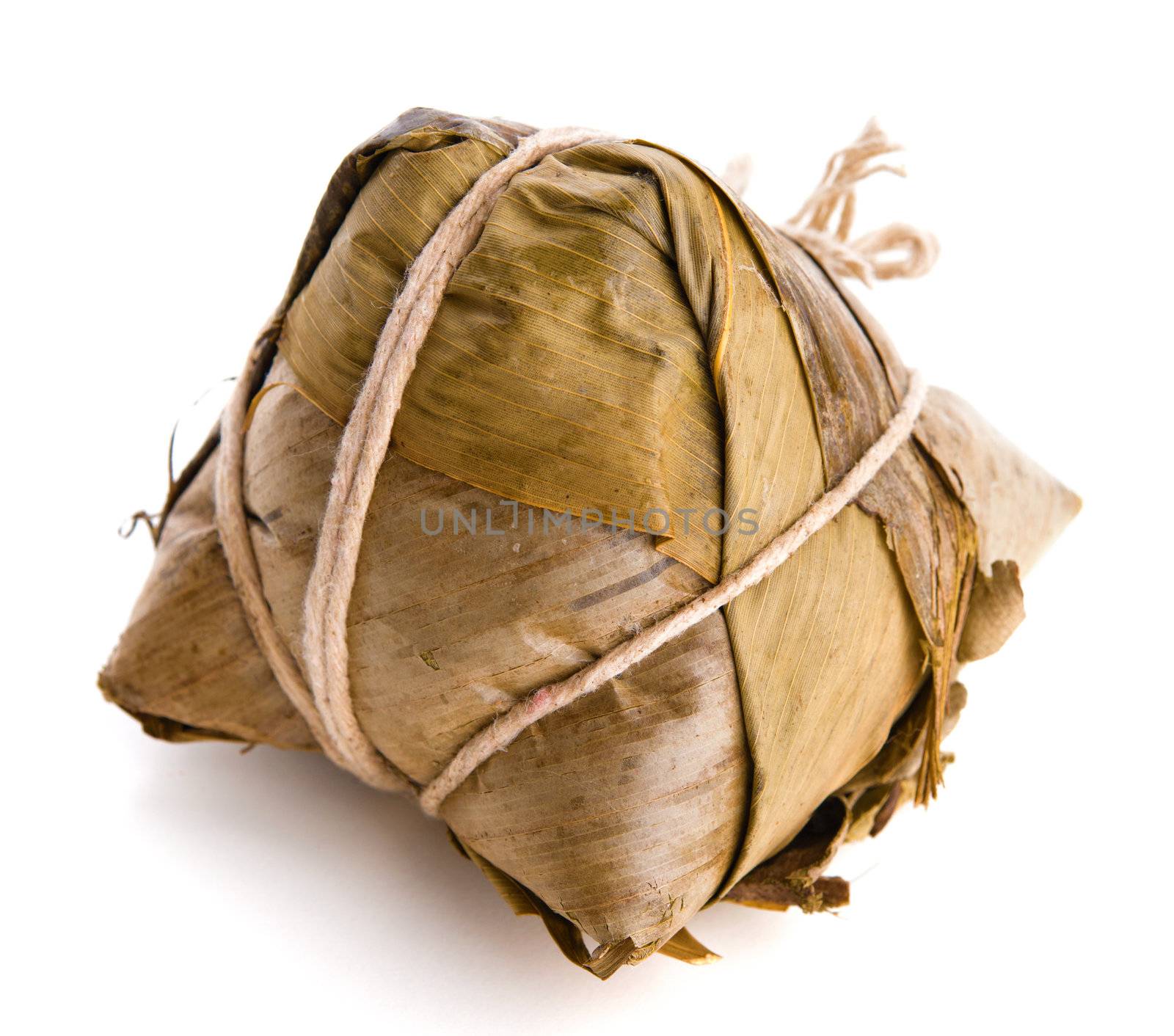 Chinese Glutinous  Rice Dumpling on white background.