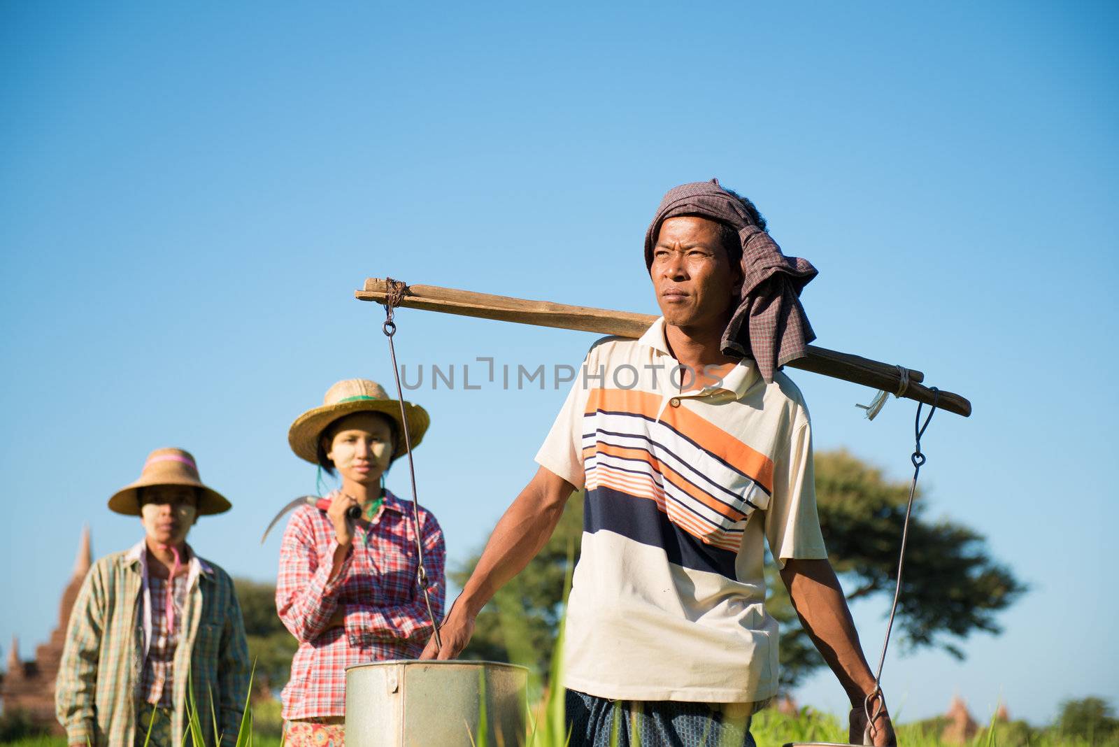 Group of Traditional Asian farmers  by szefei