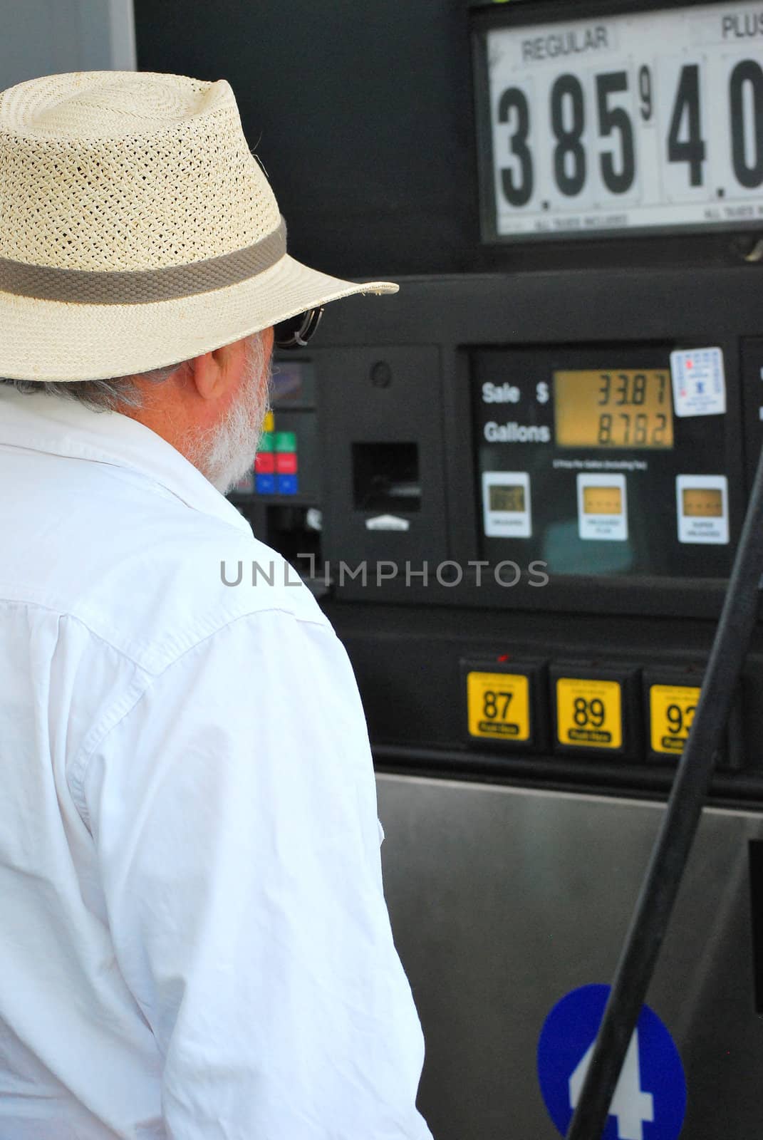 High petrol prices at the pump.