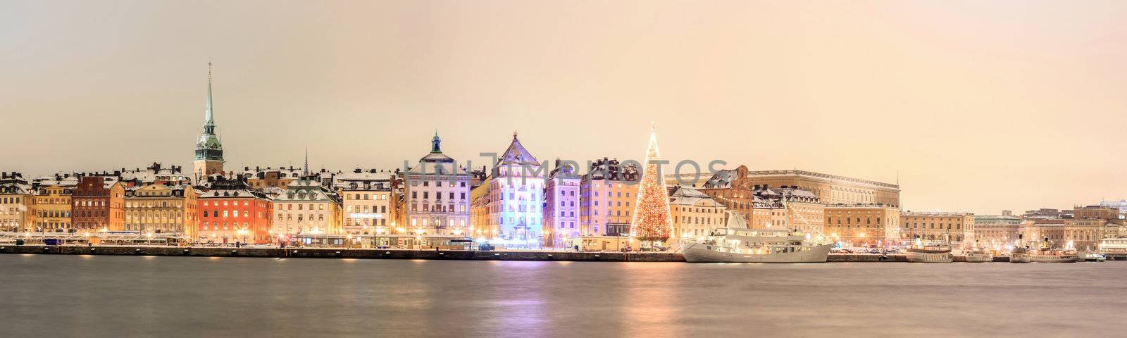 Panorama Cityscape of  Stockholm city at dusk Sweden