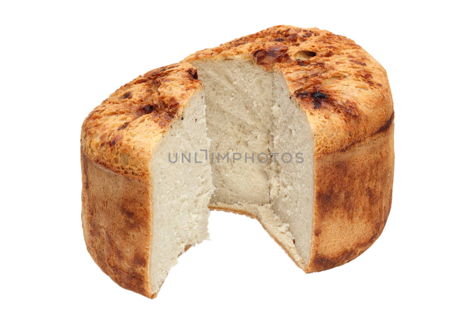 homemade traditional fresh bread isolated over white background