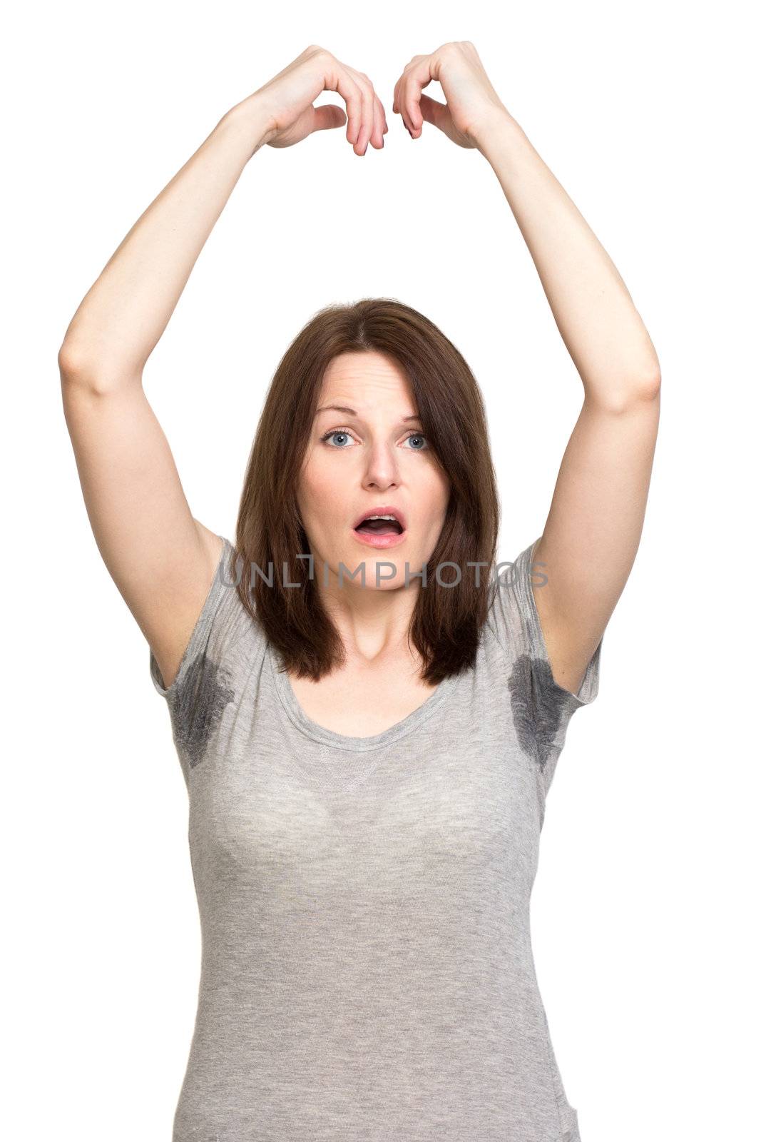 Woman sweating very badly under armpit by dwaschnig_photo