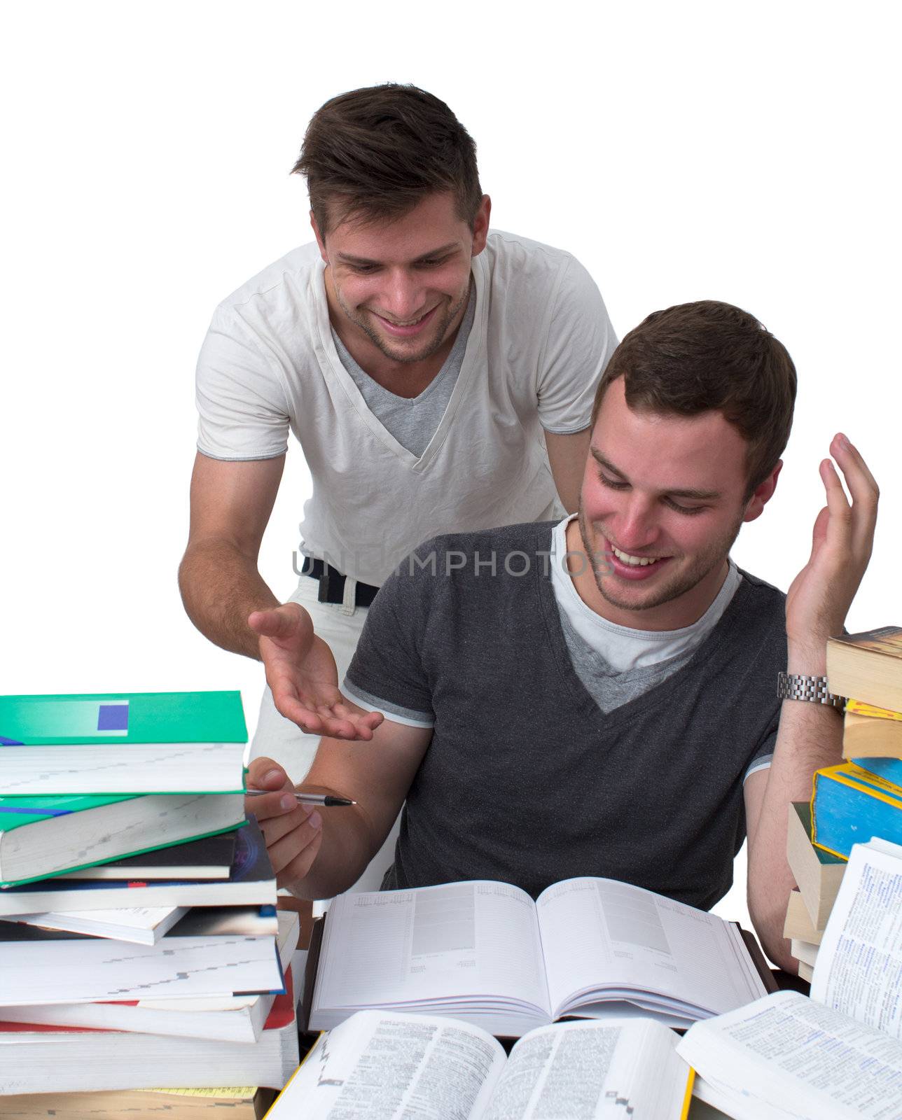 Two young men studying together by dwaschnig_photo