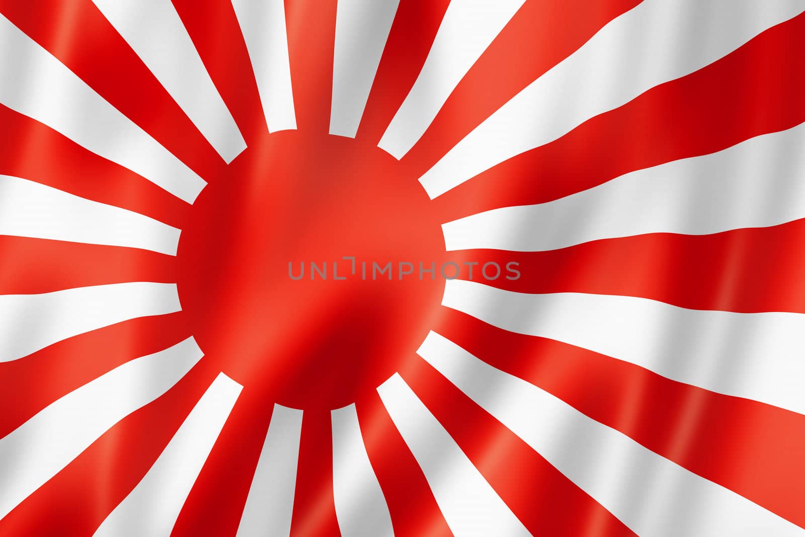 Japan naval ensign flag, three dimensional render, satin texture