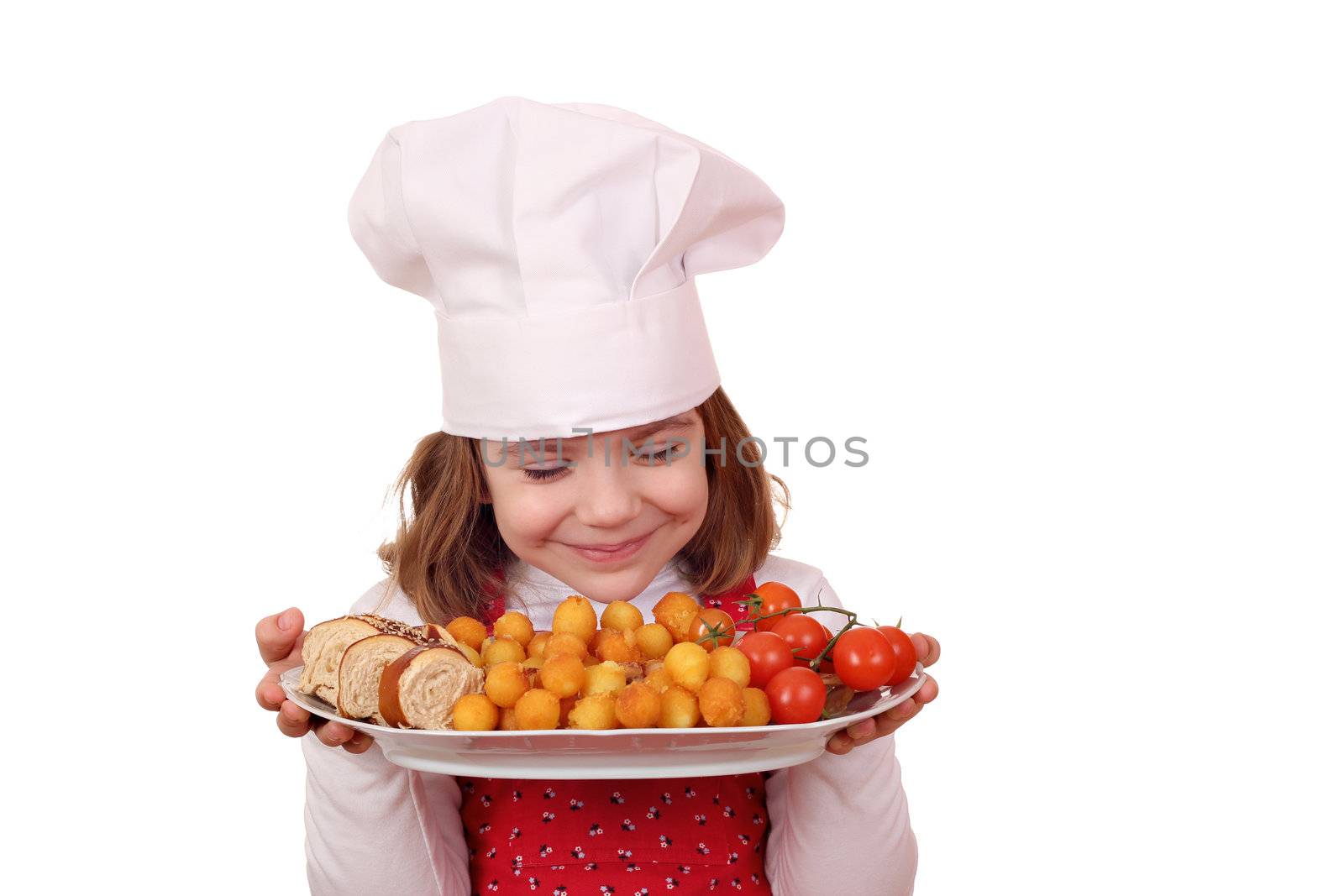 little girl cook smell gourmet food