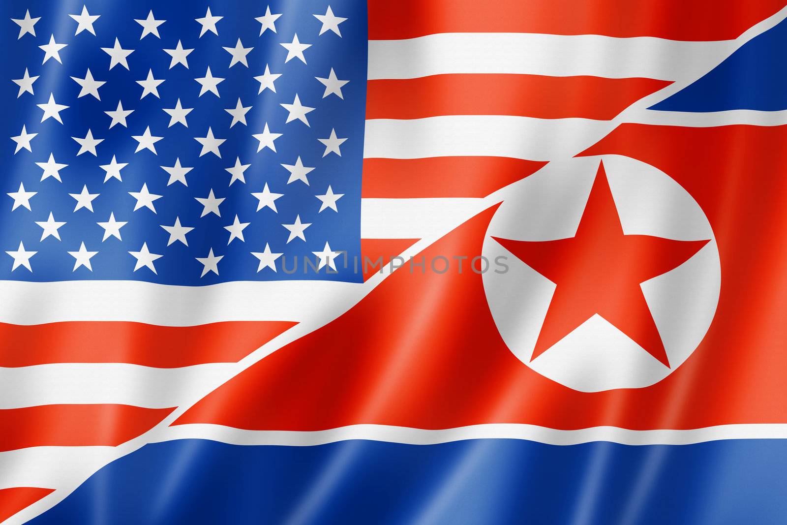 USA and North Korea flag by daboost