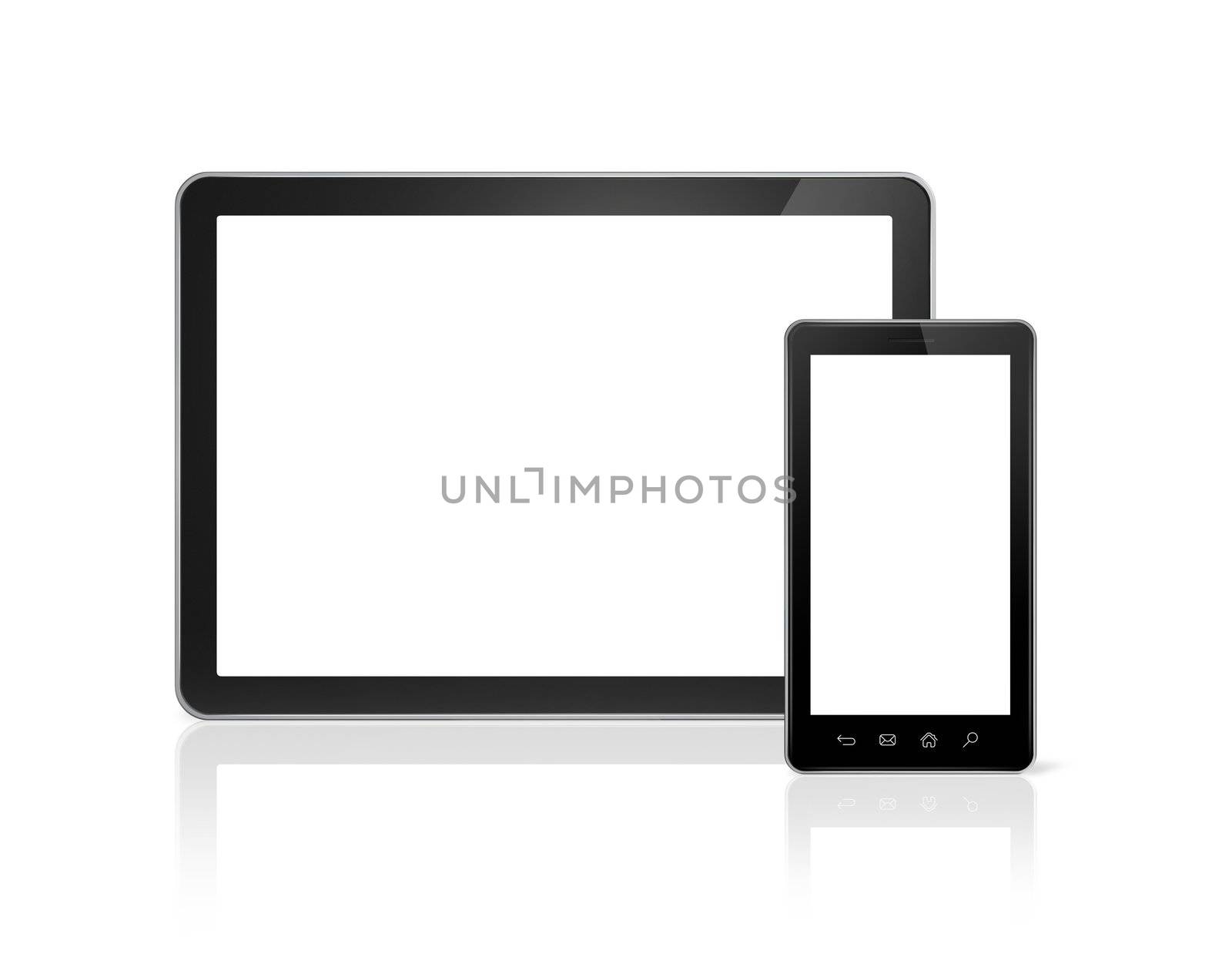 3D mobile phone and digital tablet pc - isolated on white with clipping path