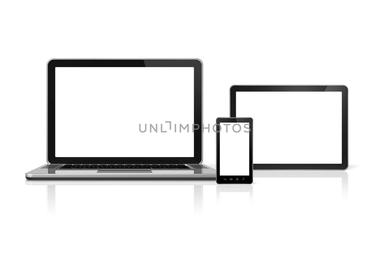 Laptop, mobile phone and digital tablet pc by daboost