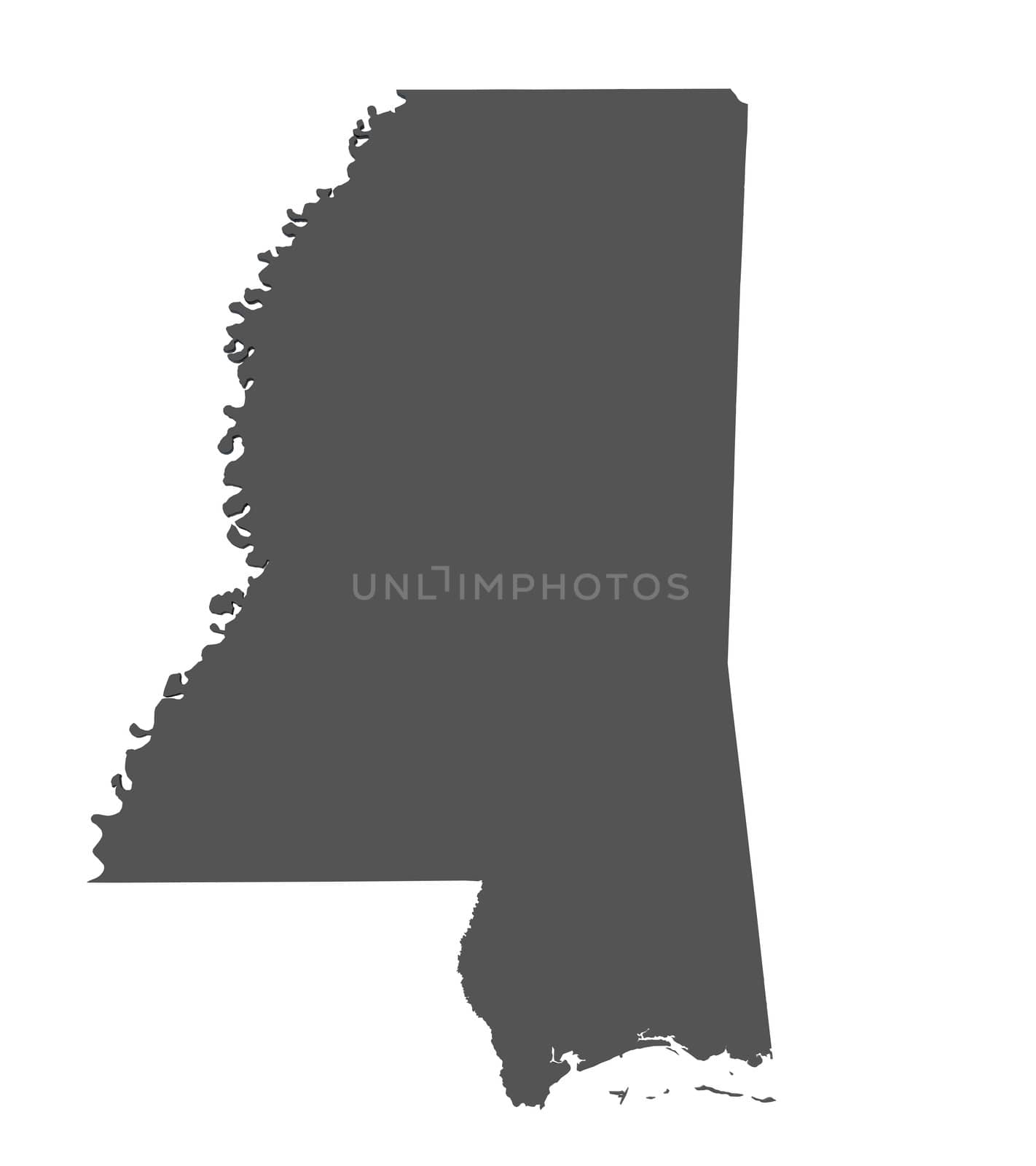 Map of Mississippi - USA - nonshaded