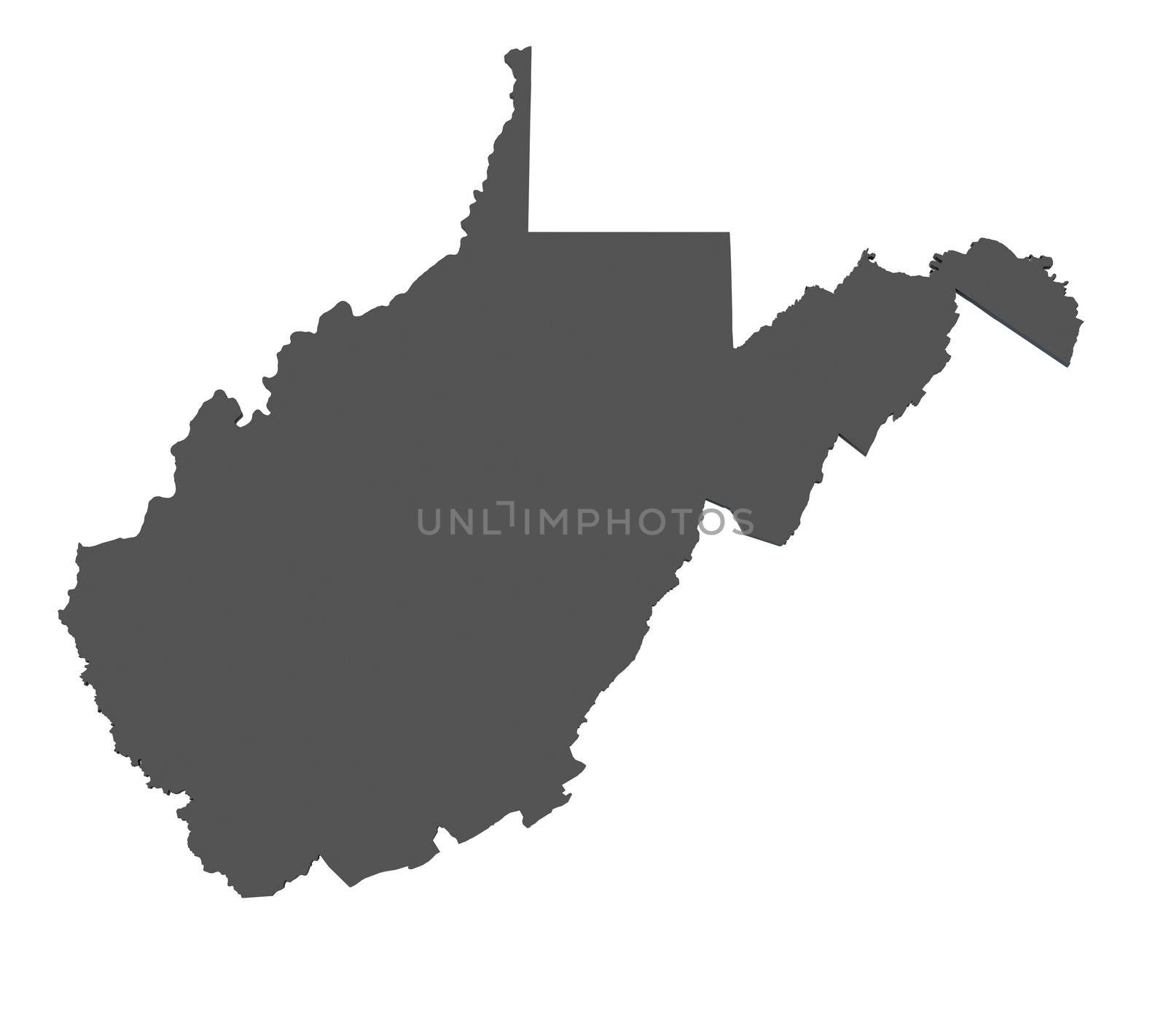 Map of West Virginia - USA - nonshaded