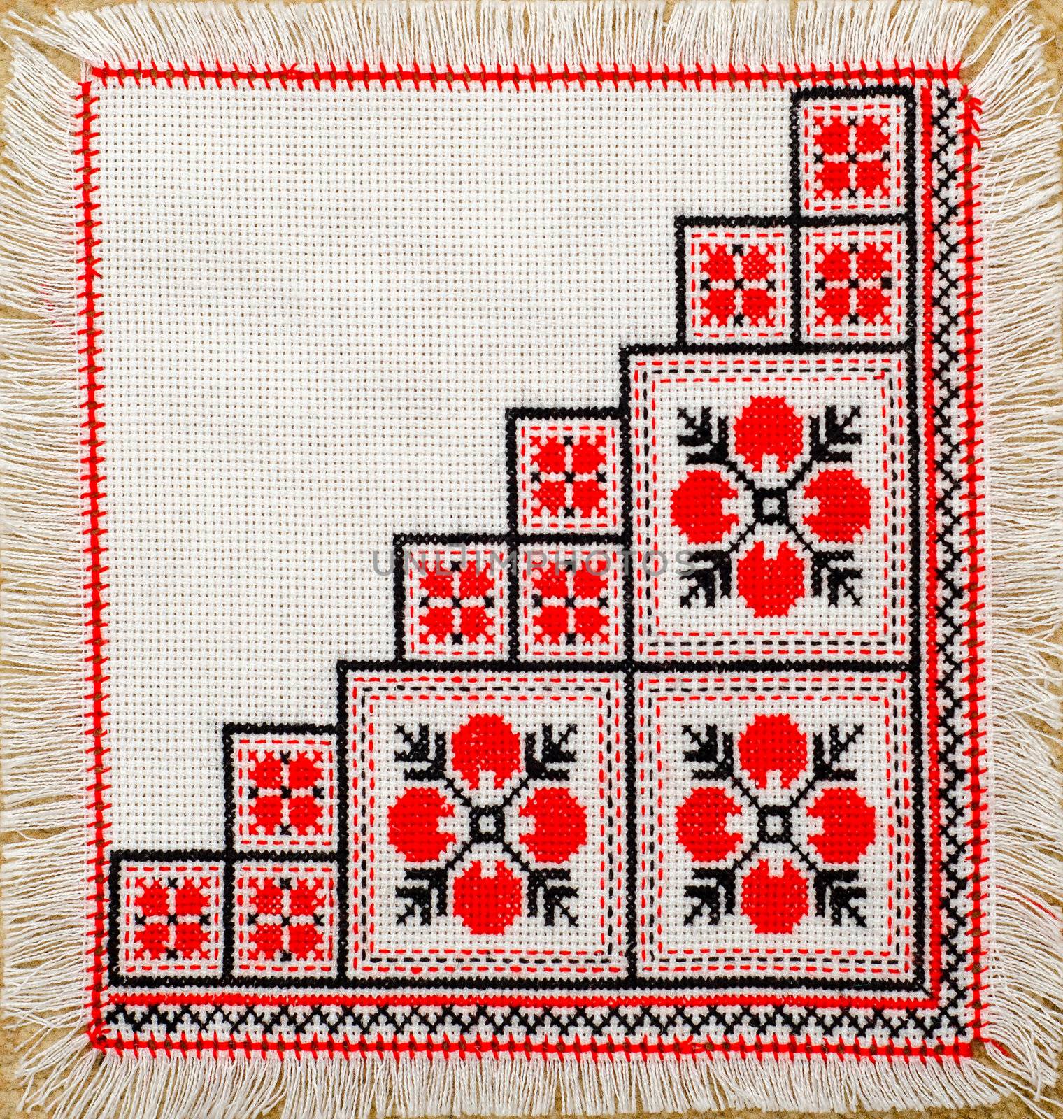 embroidered good by cross-stitch pattern. ukrainian ethnic ornament