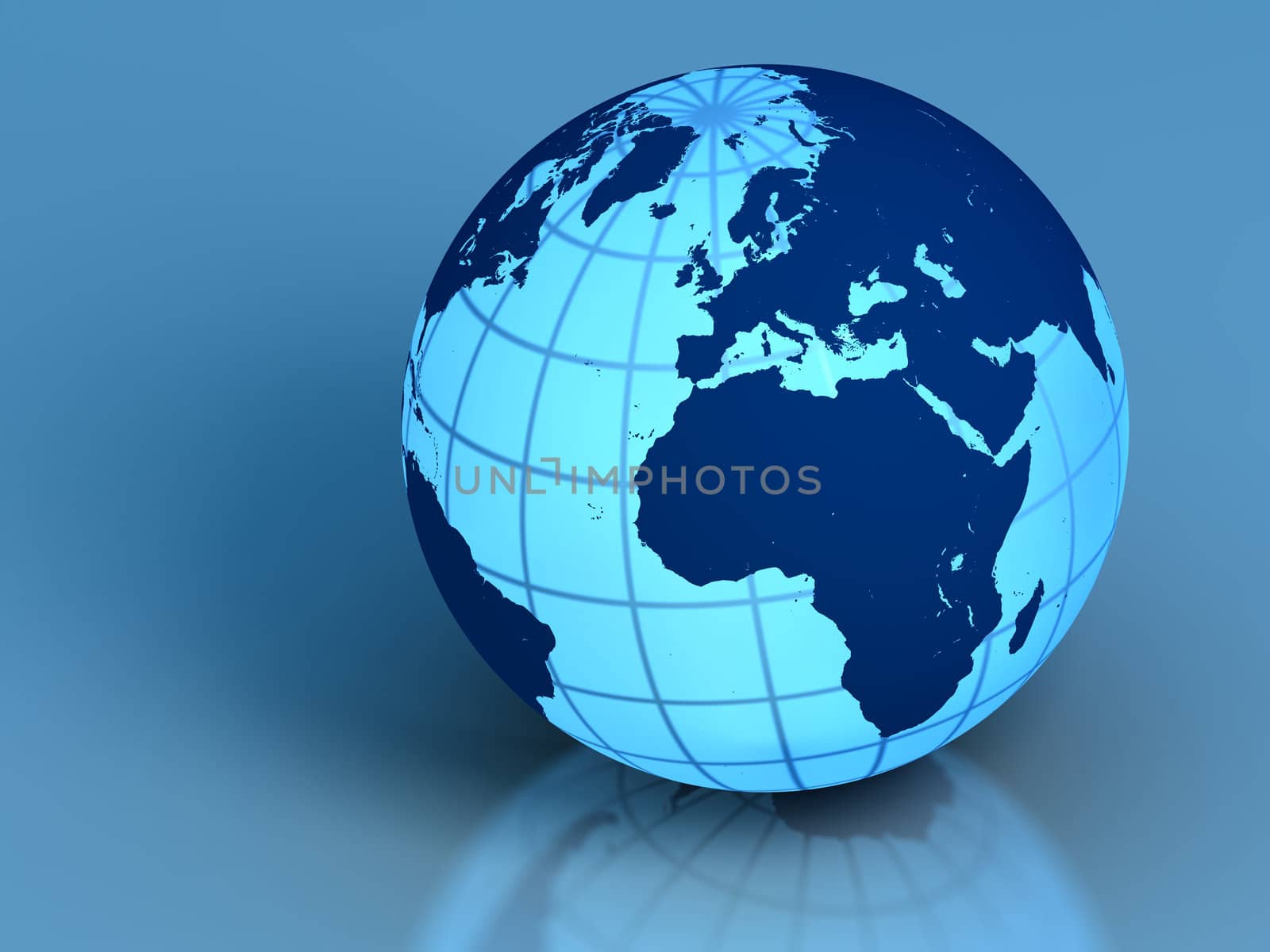 Elegant model of Earth isolated on blue background. Elements of this image furnished by NASA.