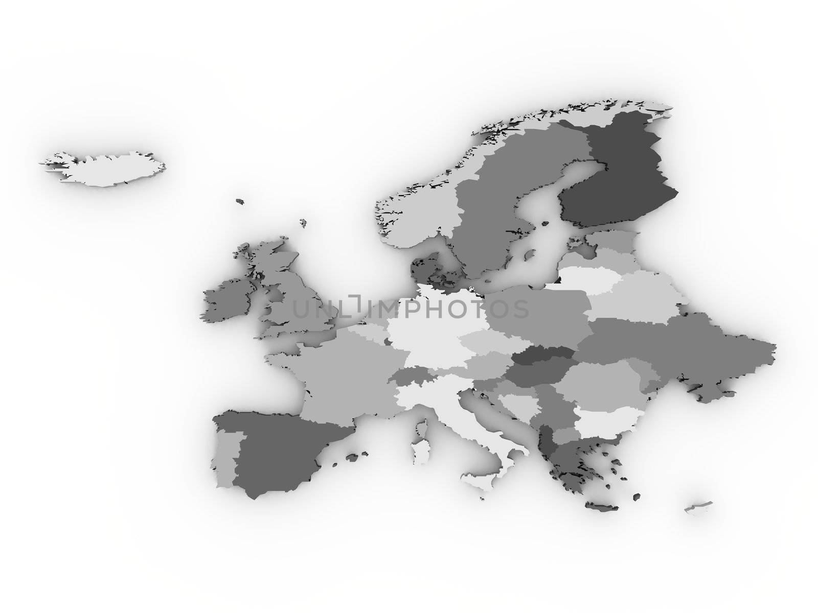 Political map of Europe isolated isolated on white background