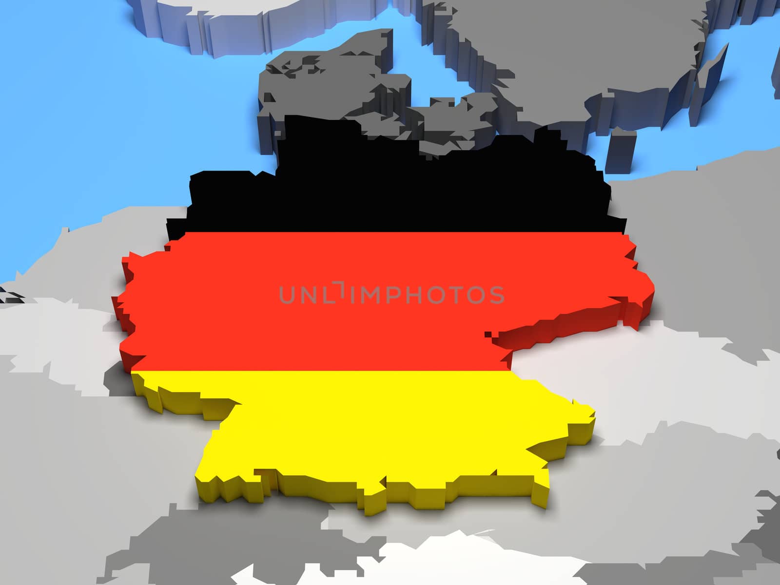 Germany with german national flag on map of Europe