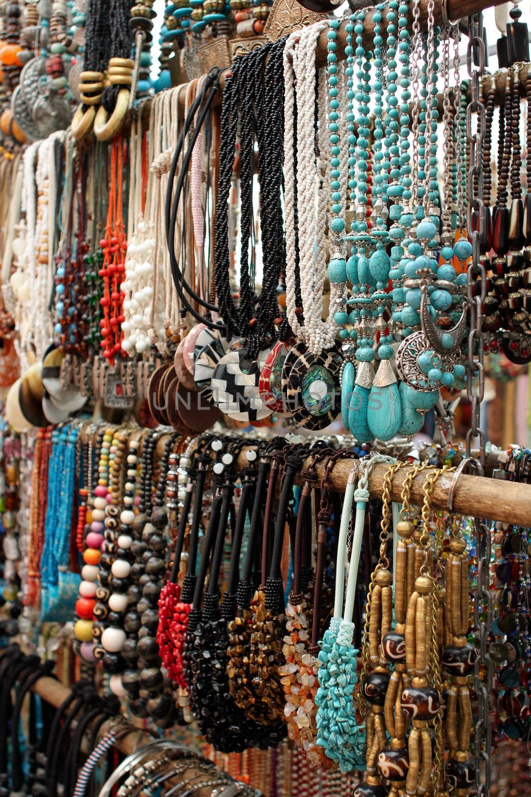 Necklaces for sale at a market
