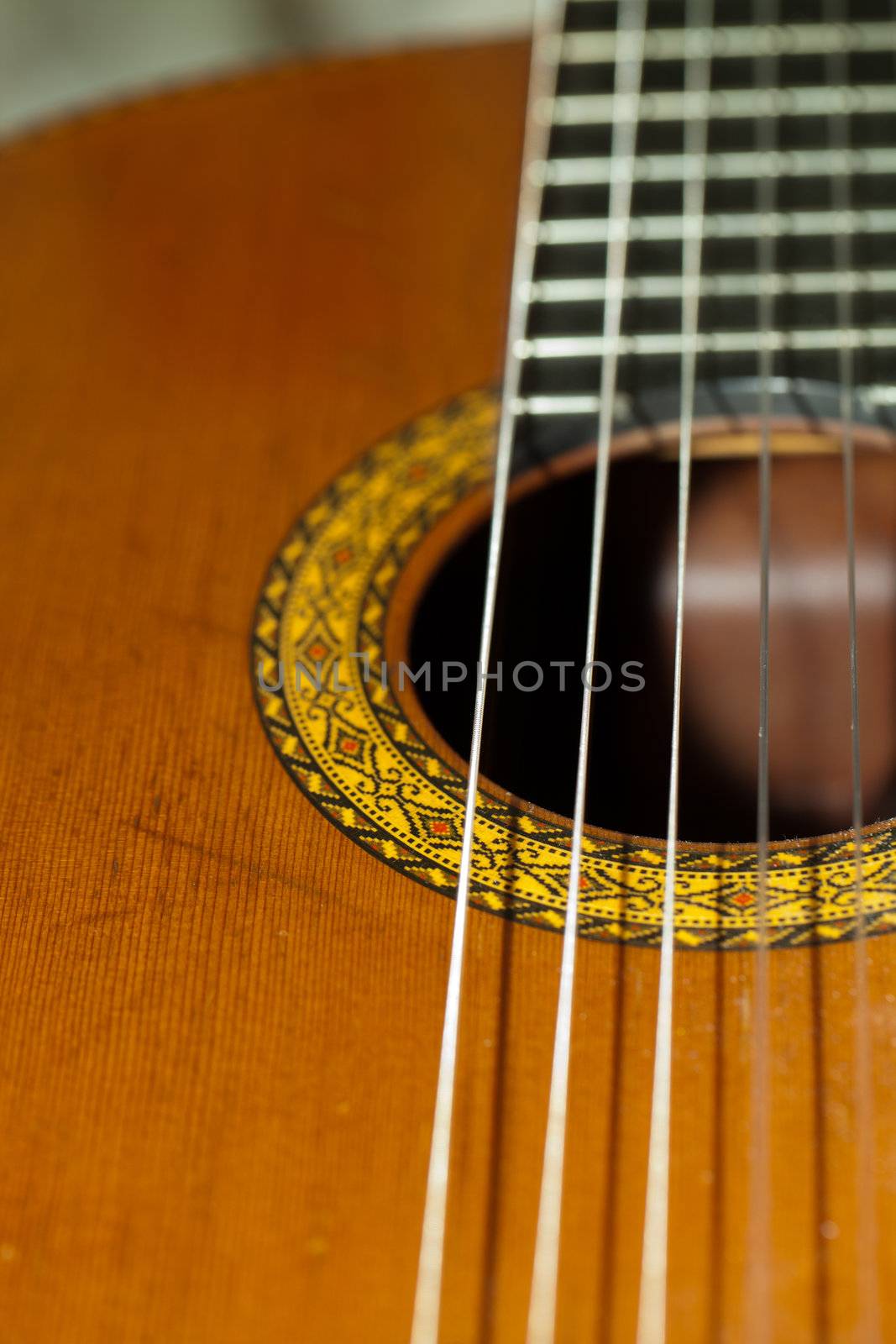  close up of acoustic guitar