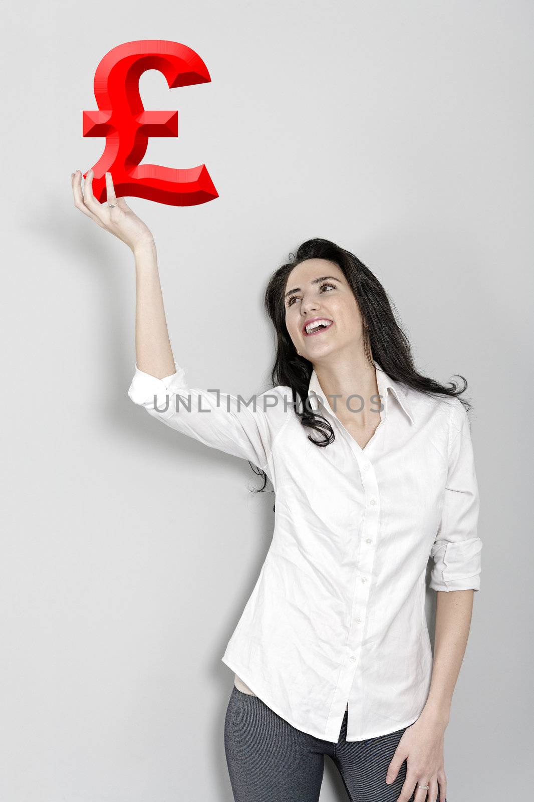 Woman holding a concept pound sign by studiofi
