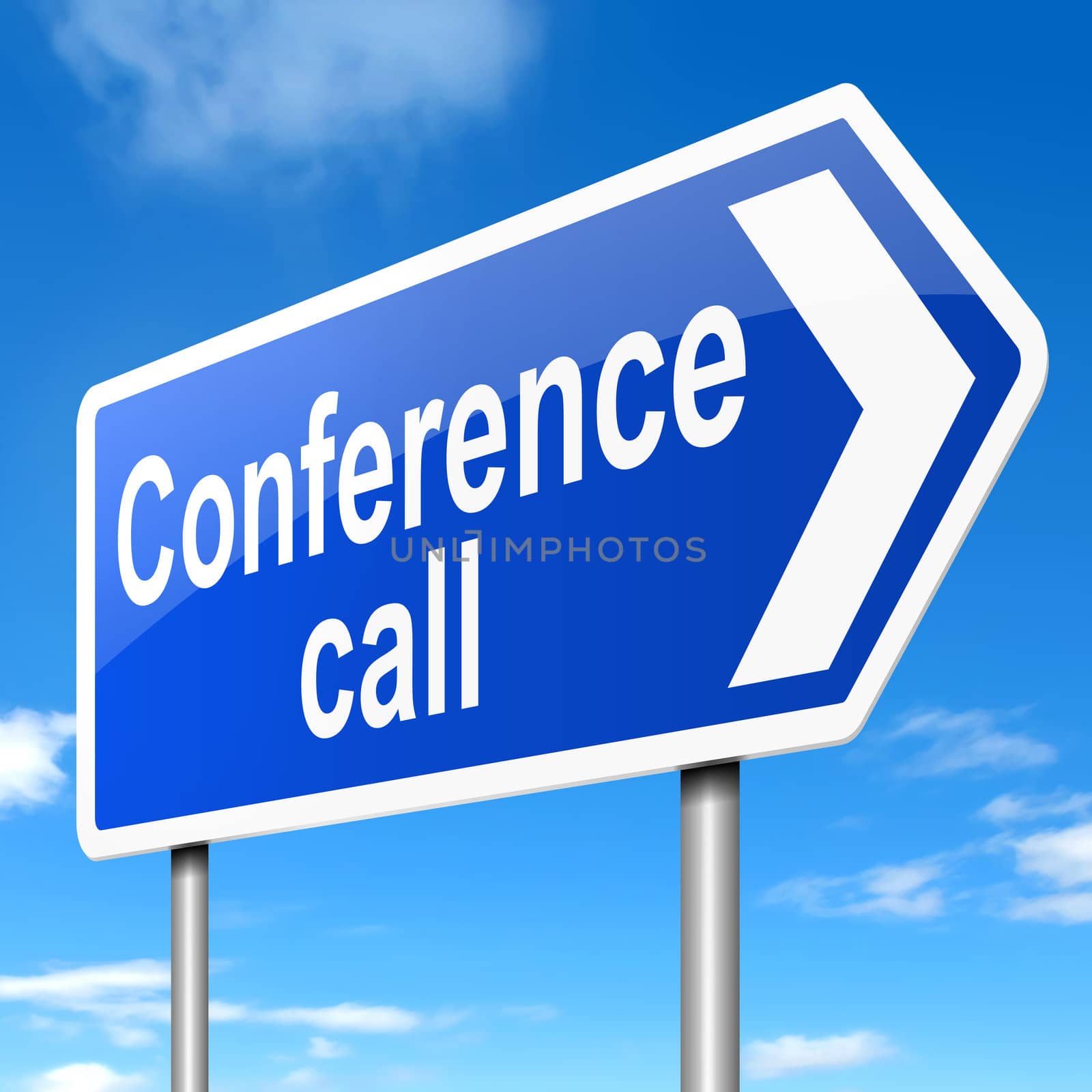 Illustration depicting a sign with a conference call concept.