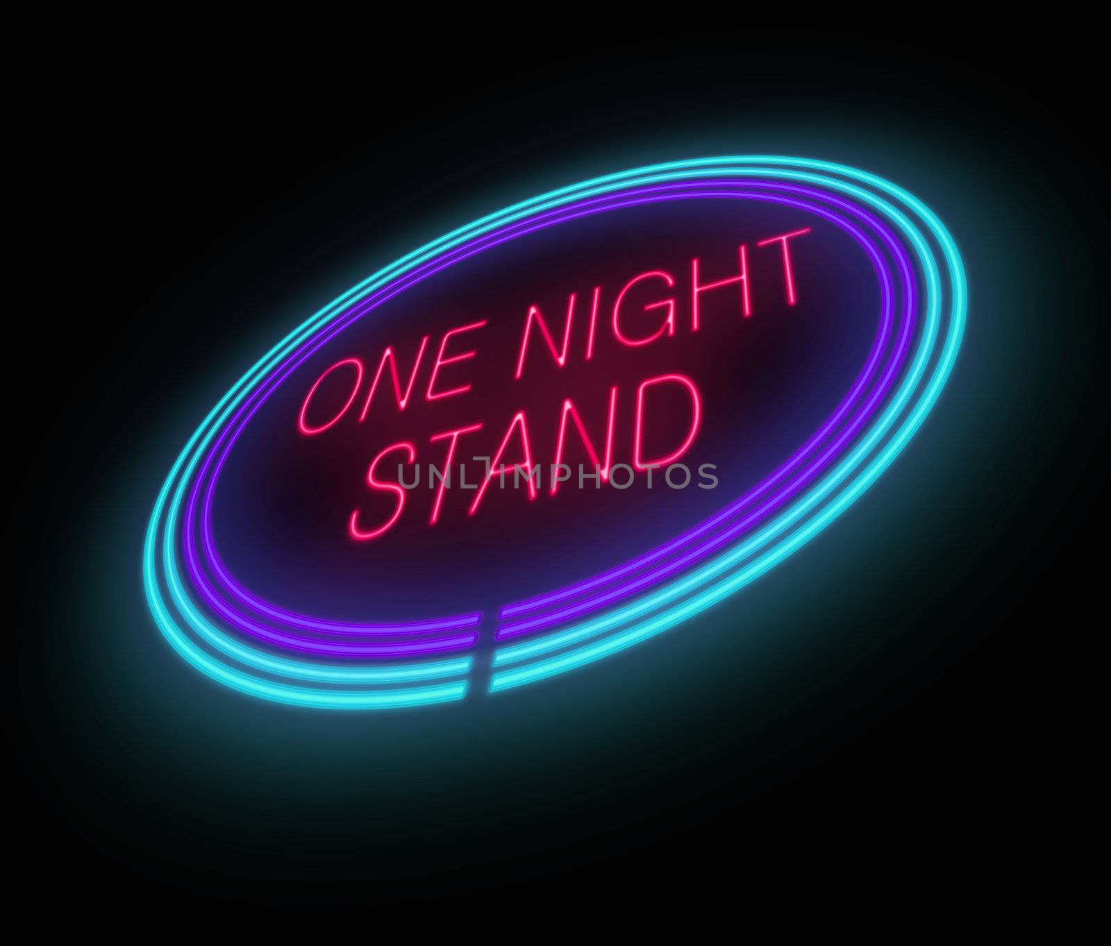 Illustration depicting an illuminated neon sign with a one night stand concept.