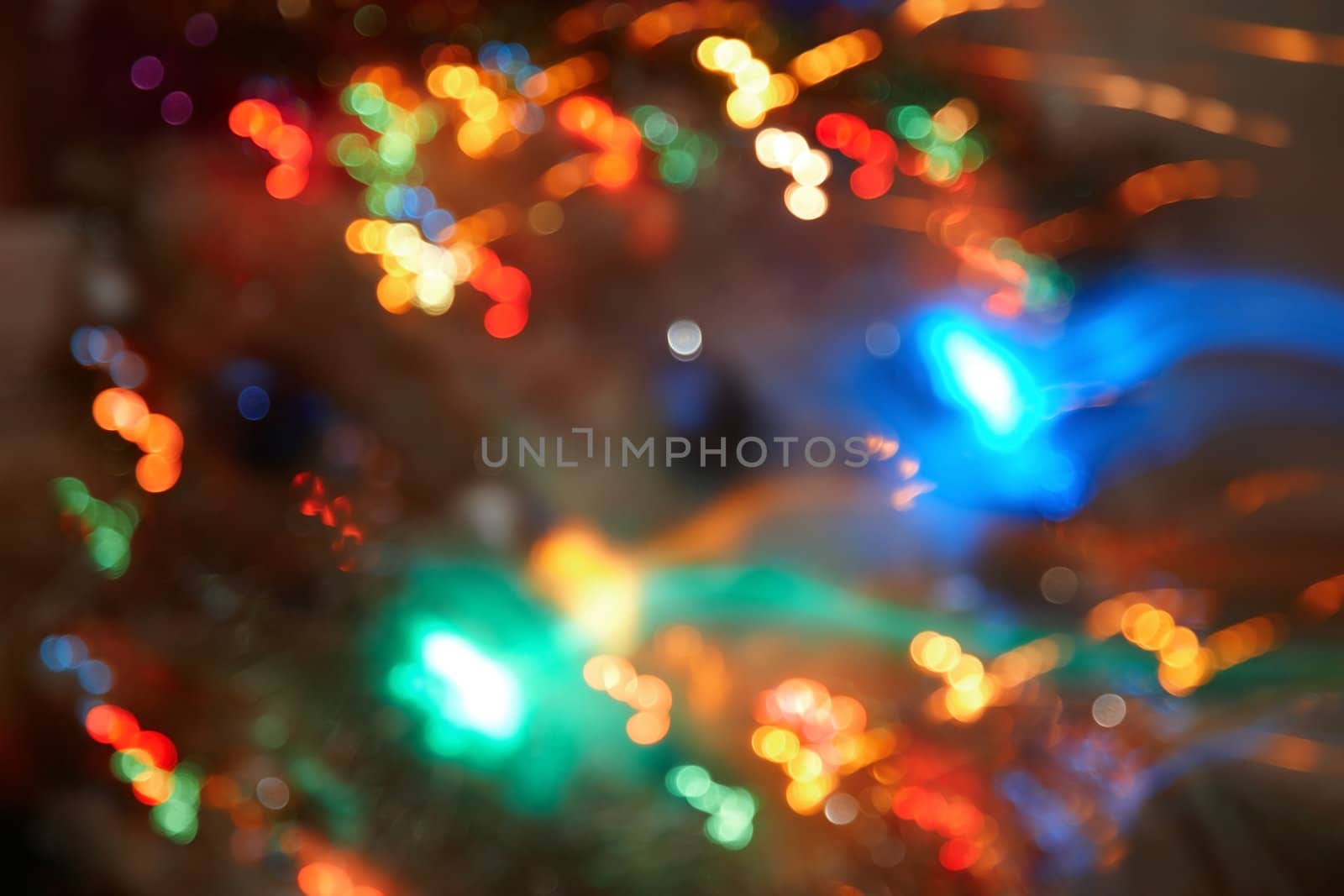 Abstract background with colorful spheres of defocused illumination