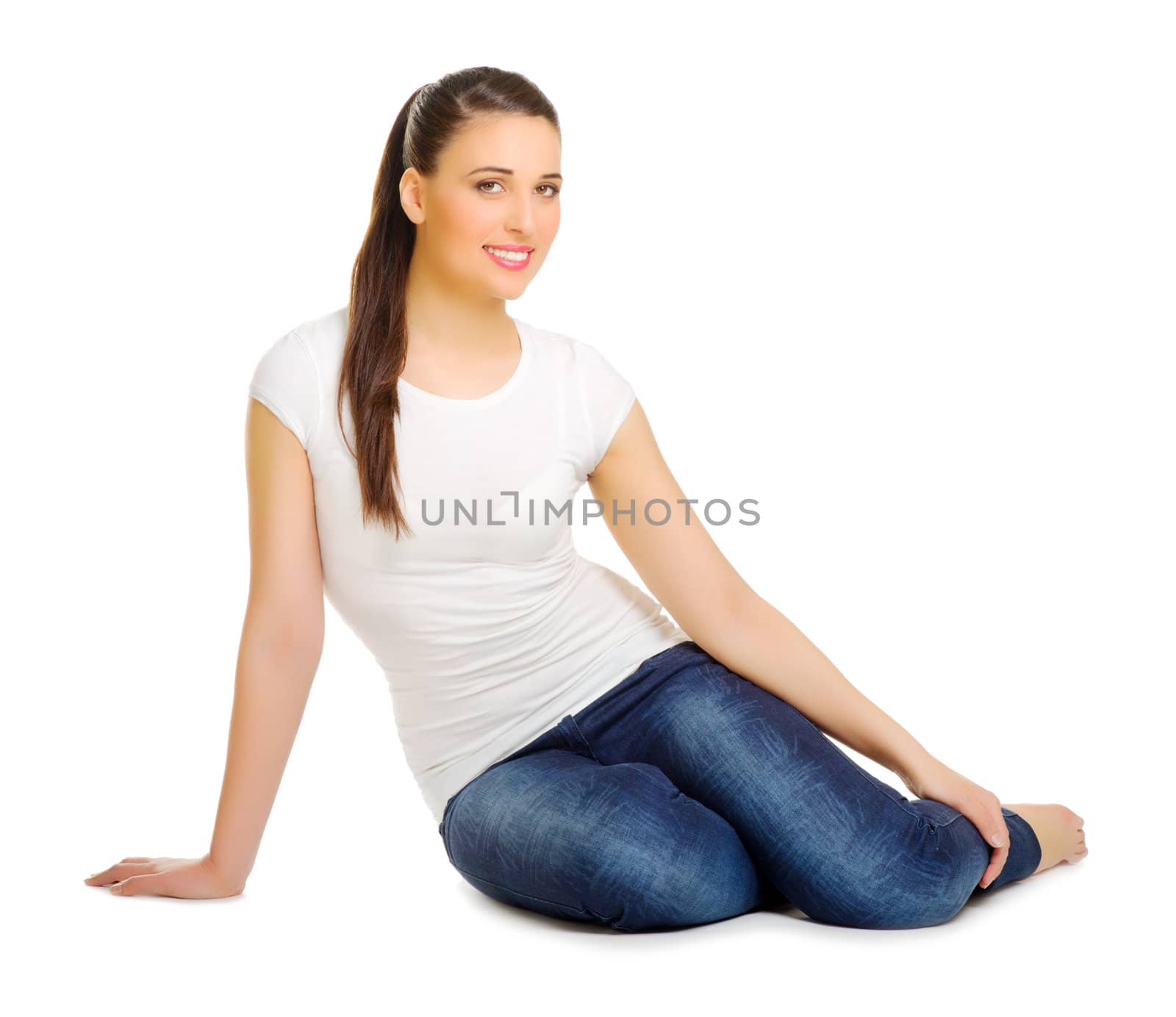 Young smiling woman isolated on white