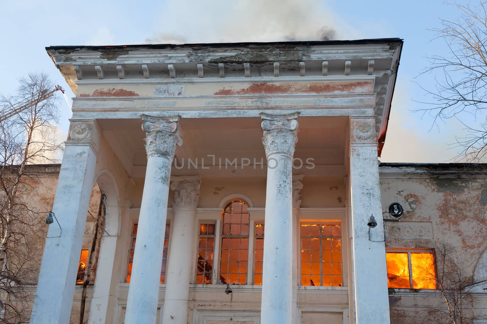 Russia. Kandalaksha. April 2013. A fire in the palace of culture