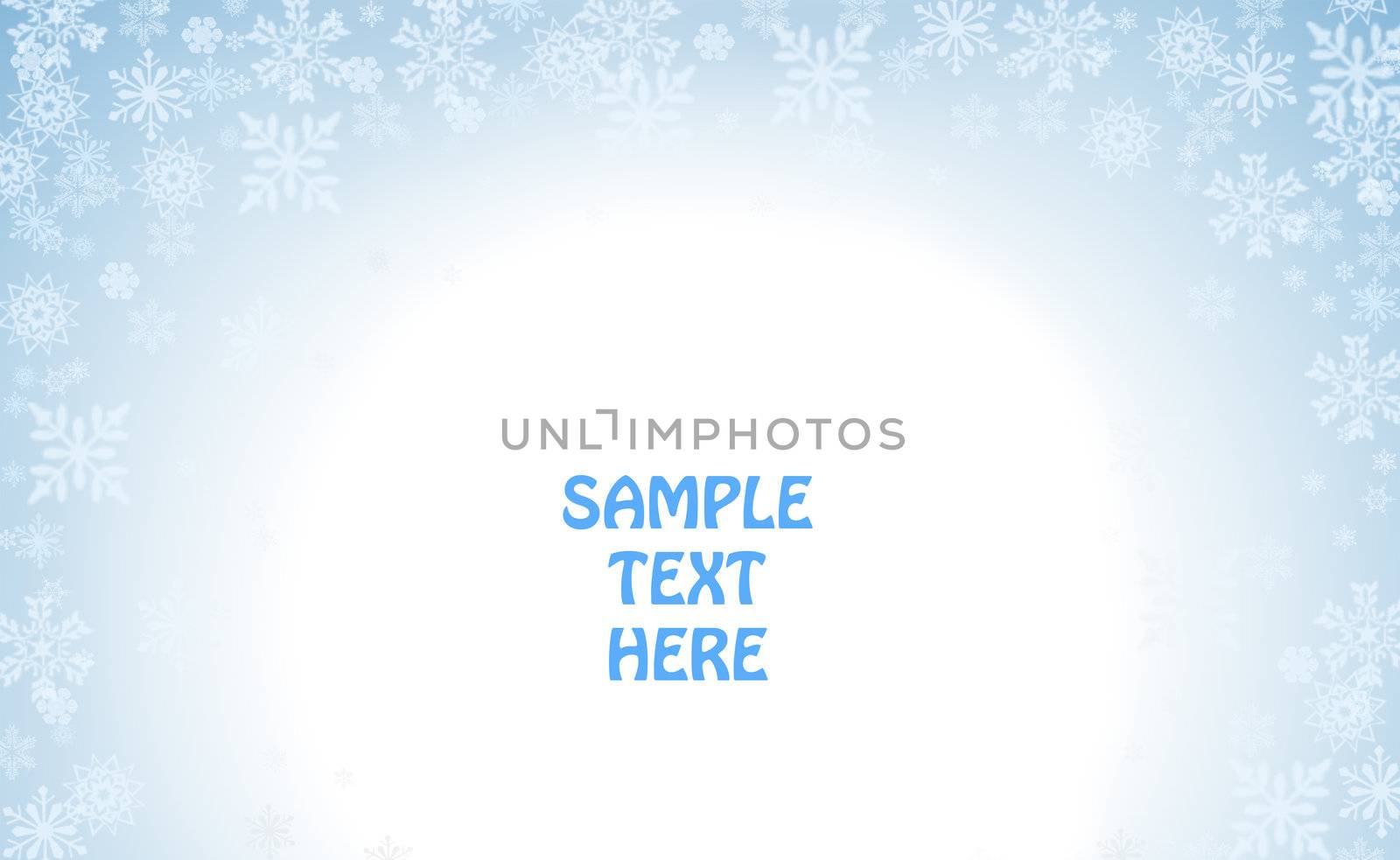Blue and white snowy winter holiday template