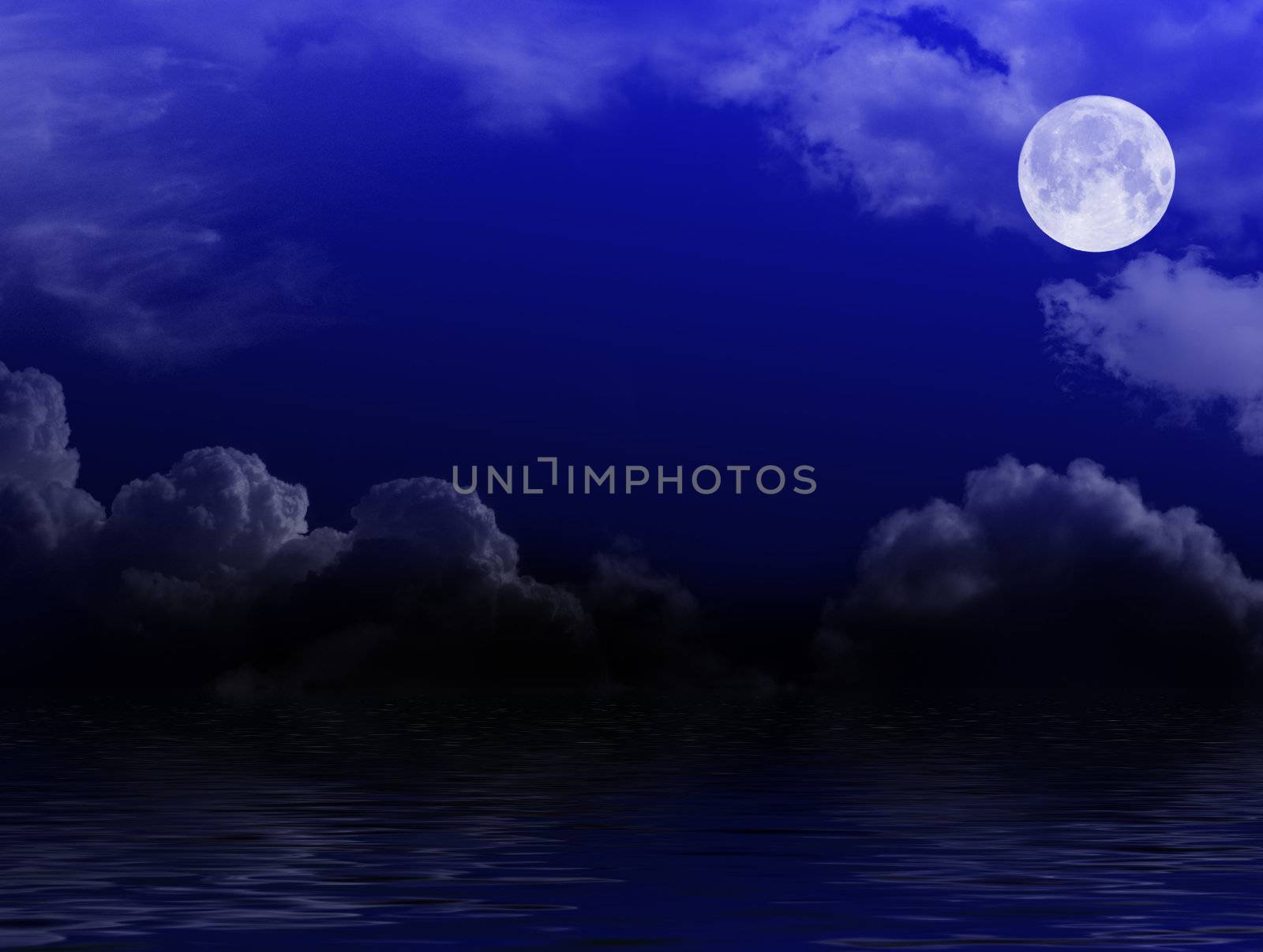 Night sky with clouds and moon