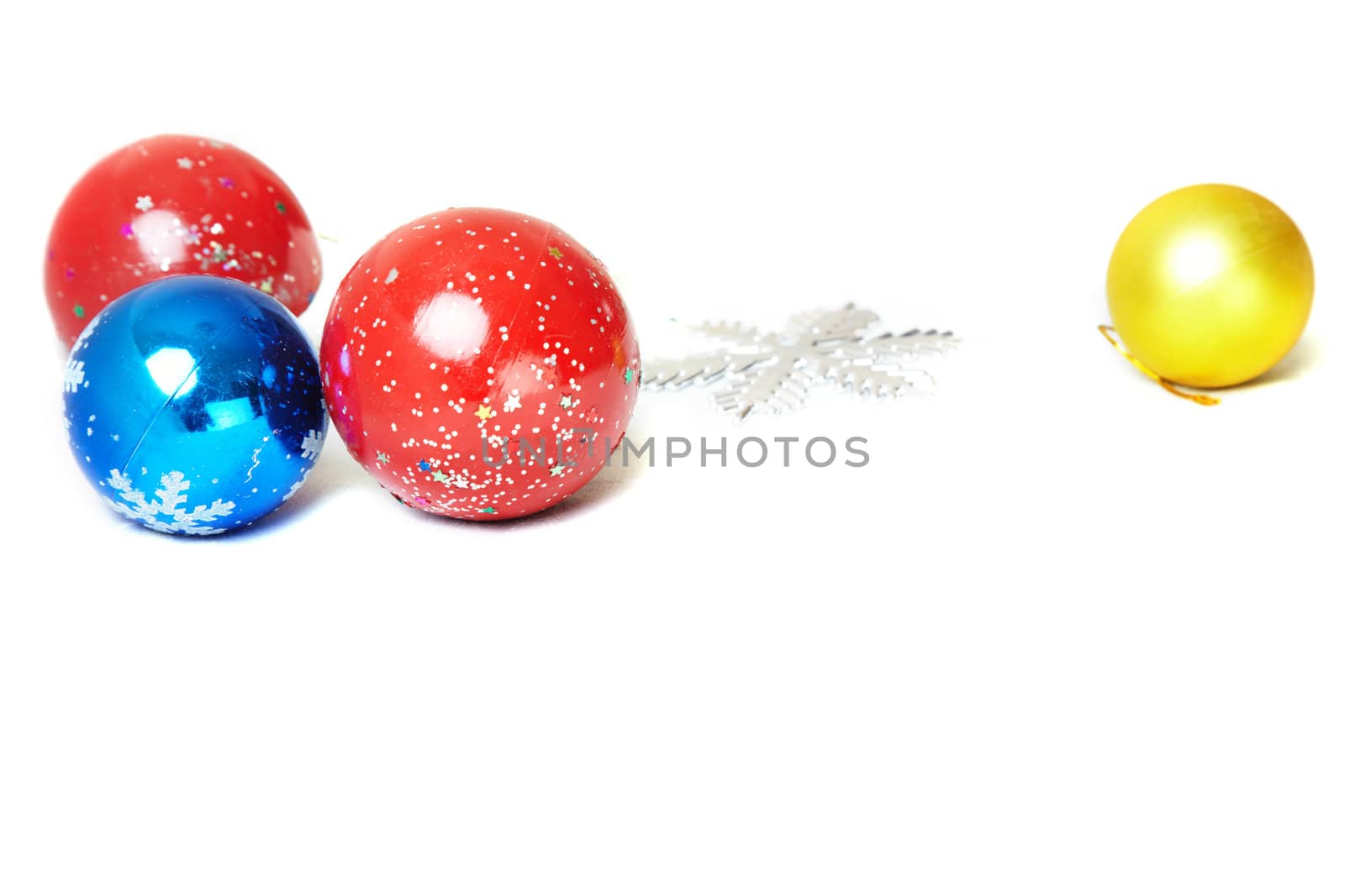 Close-up photo of Christmas toys on a white background