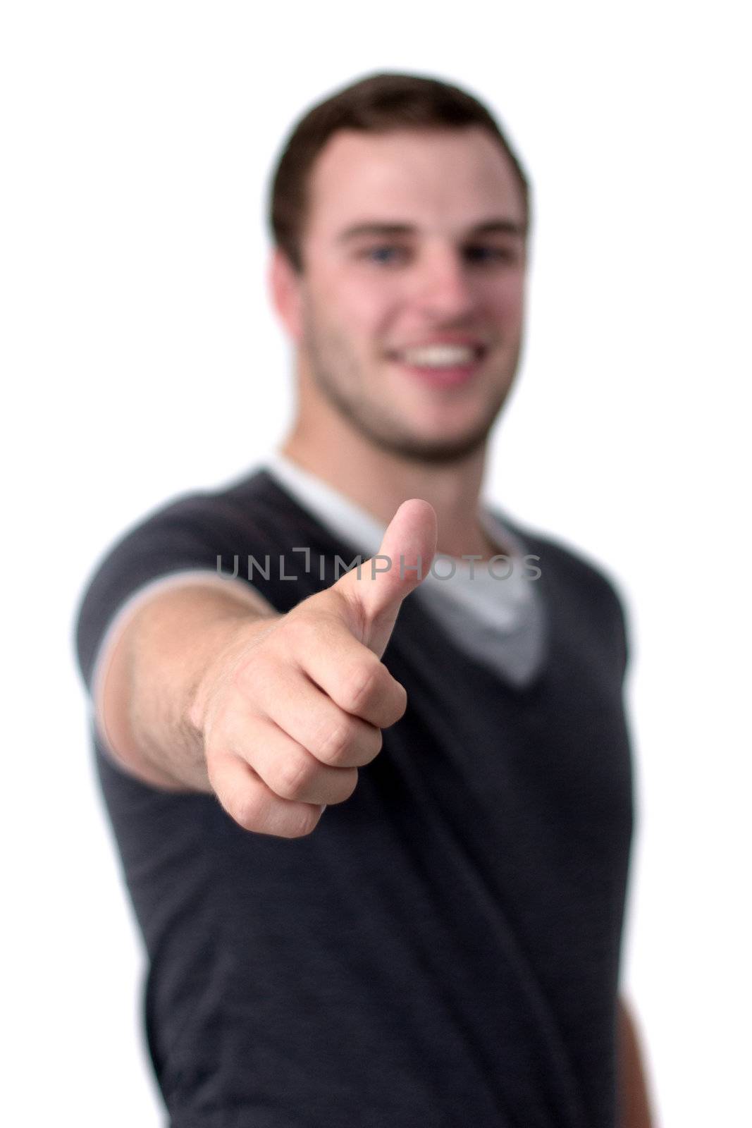 A Young man showing thumb up by dwaschnig_photo