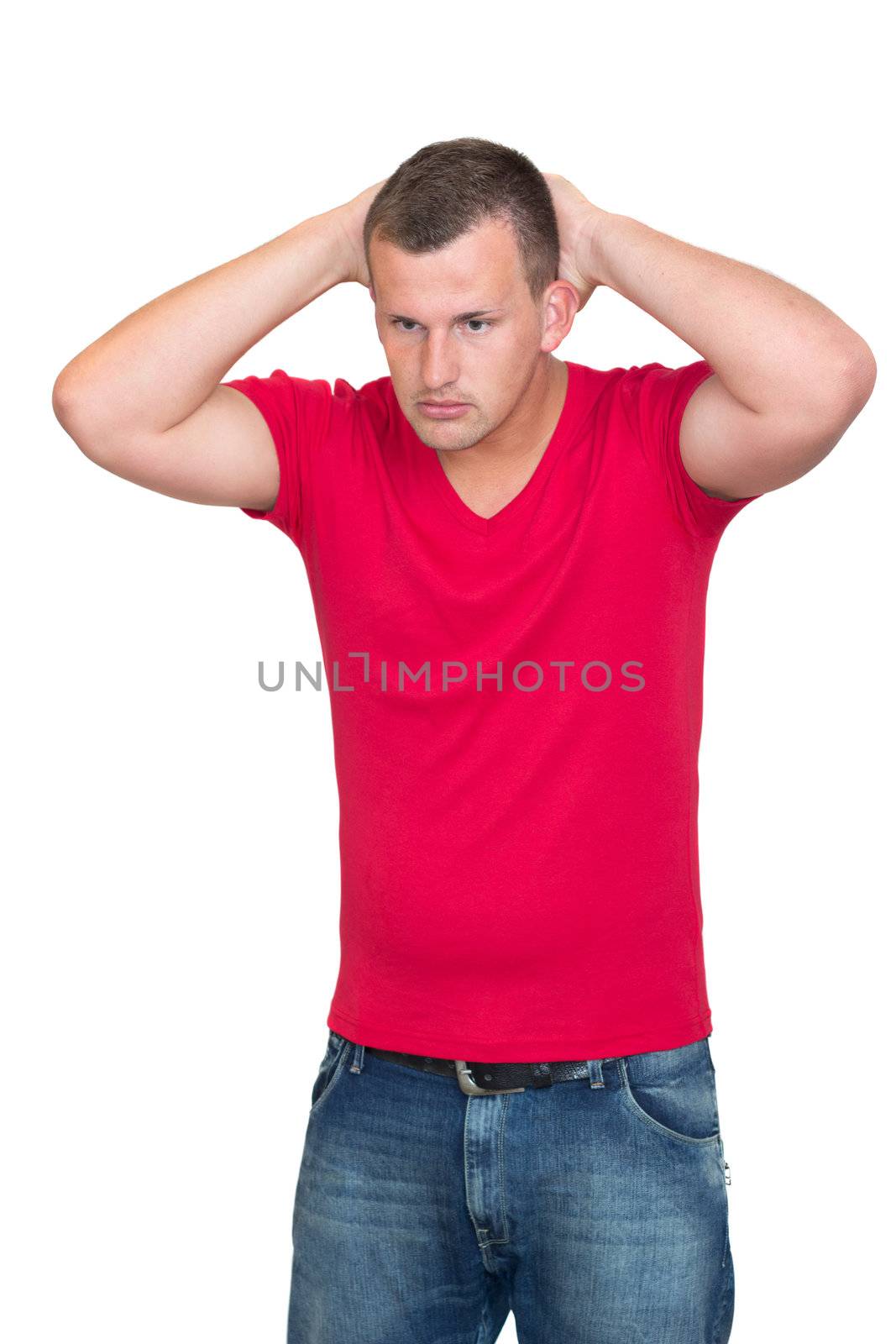Young European Man very stressed