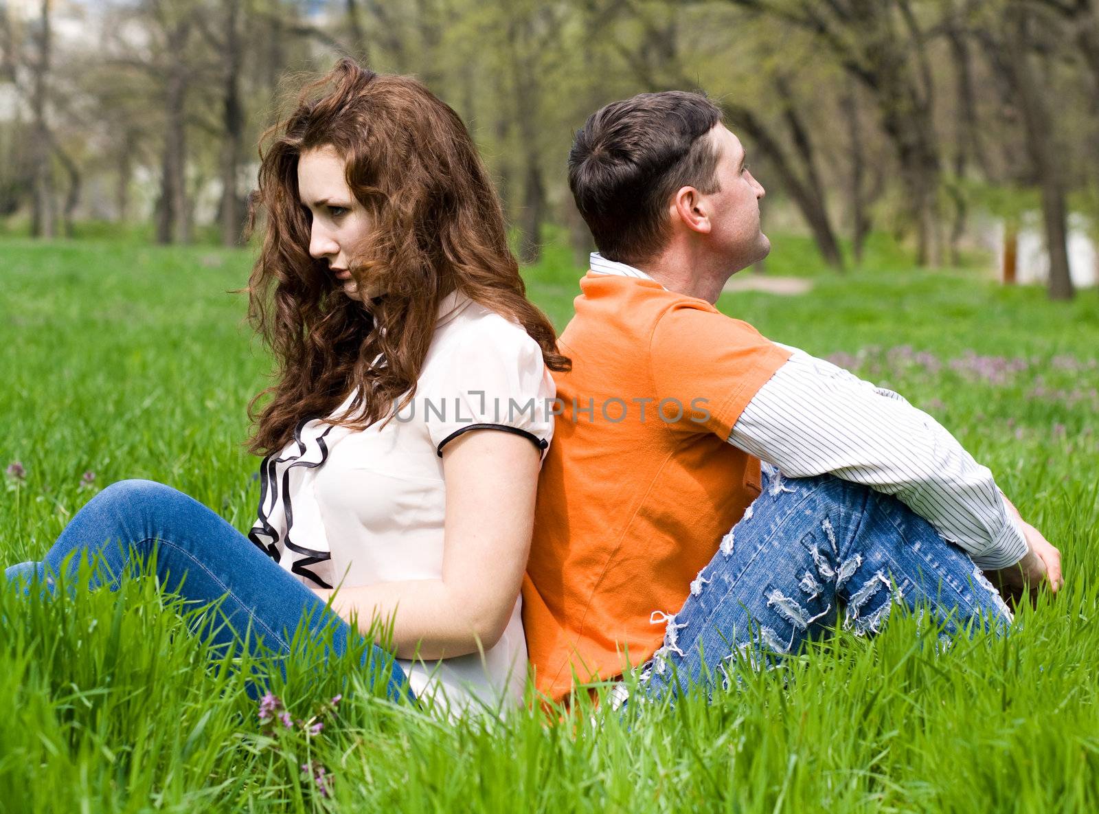 Young couple in little quarrel