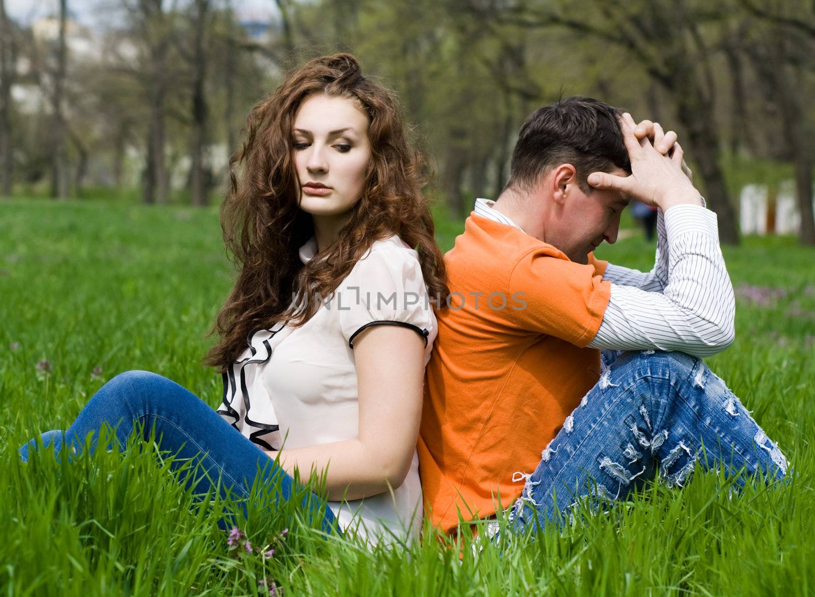 Young couple in little quarrel