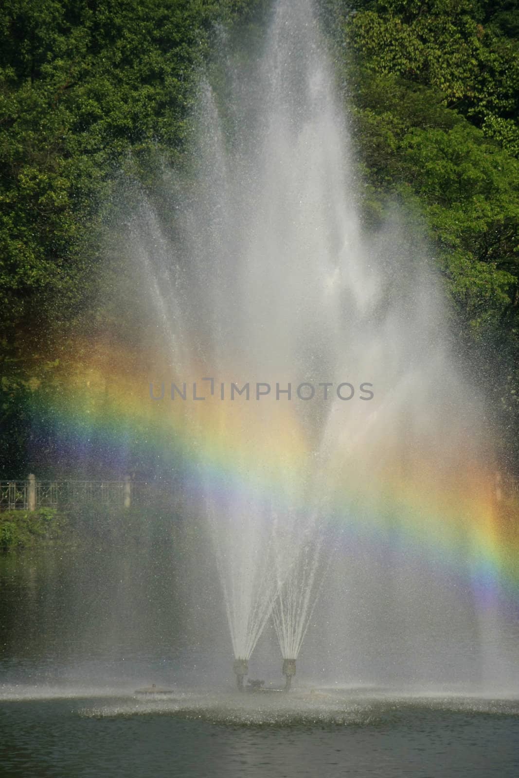 Fountain with a rainbow