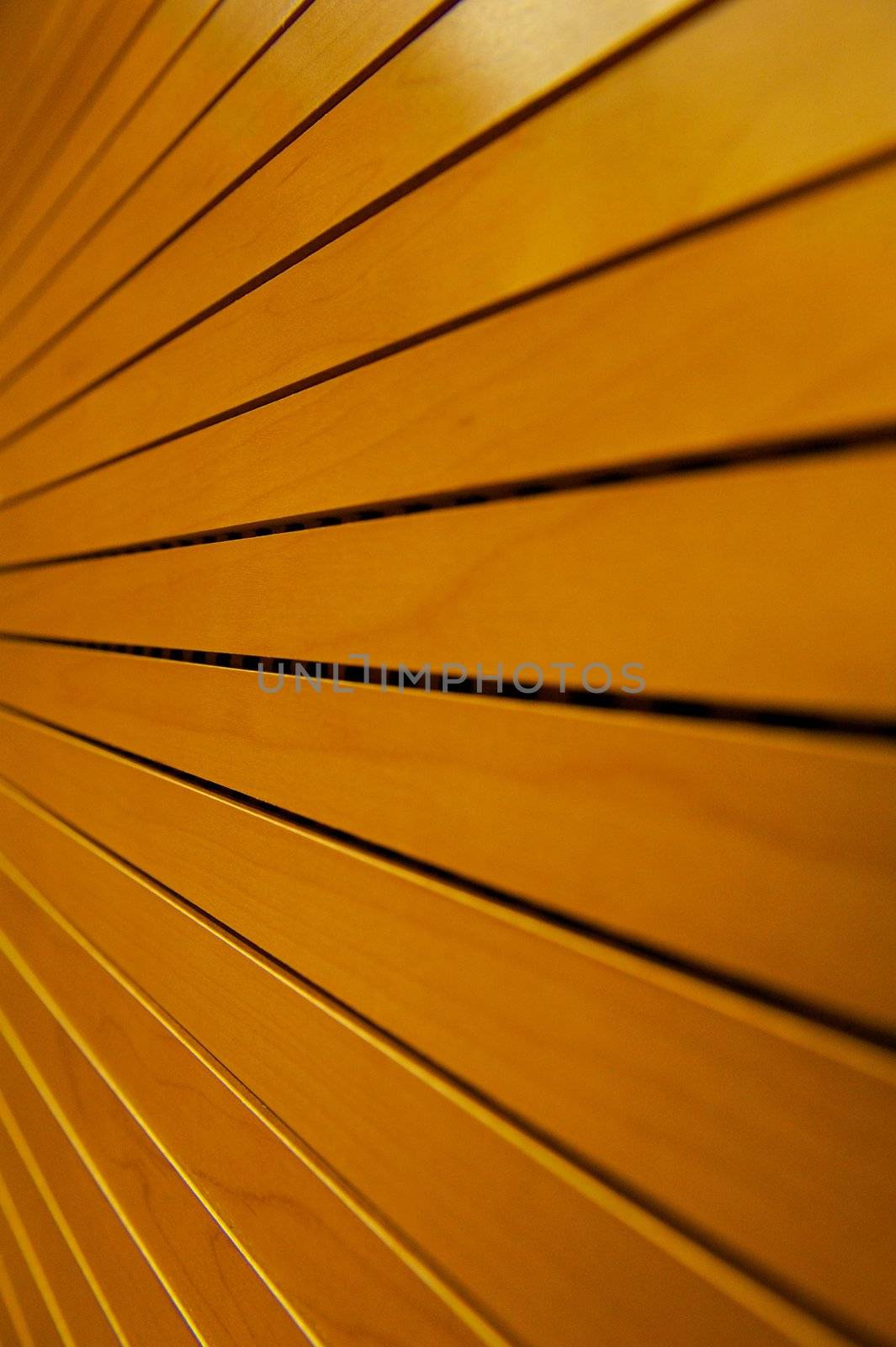 Rows of Golden Tightly Fitted Wooden Slats Closeup by pixelsnap