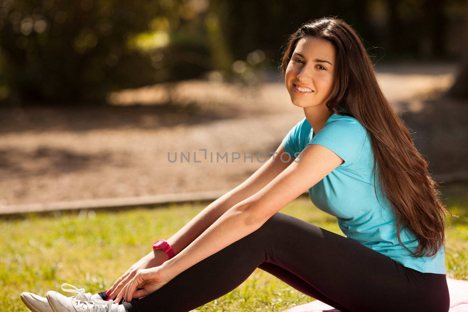 young beautiful sport woman enjoying before sport by Lcrespi