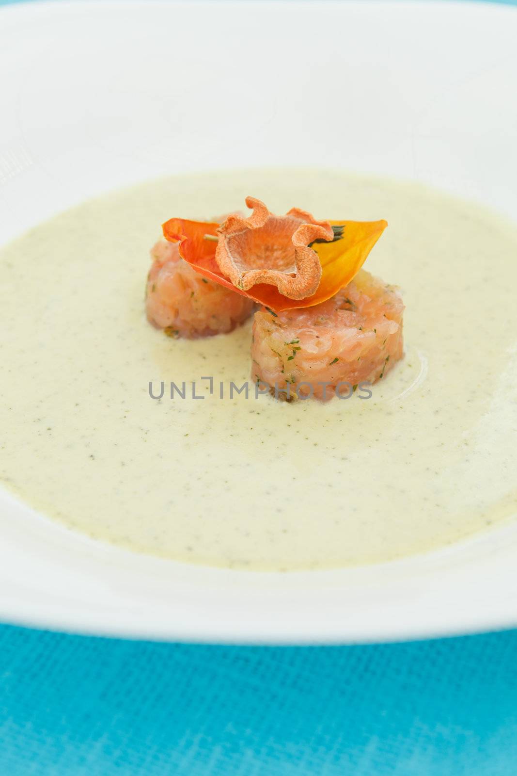 cream soup with salmon