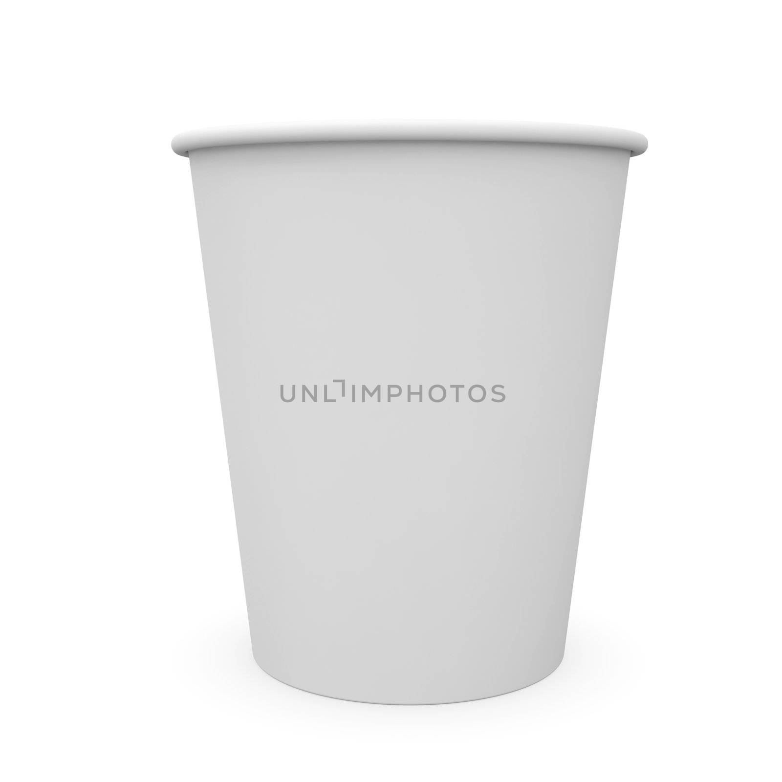 White paper cup. Isolated render on a white background