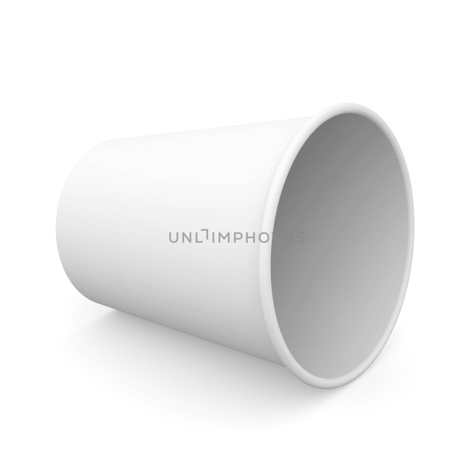 Lying white paper cup. Isolated render on a white background