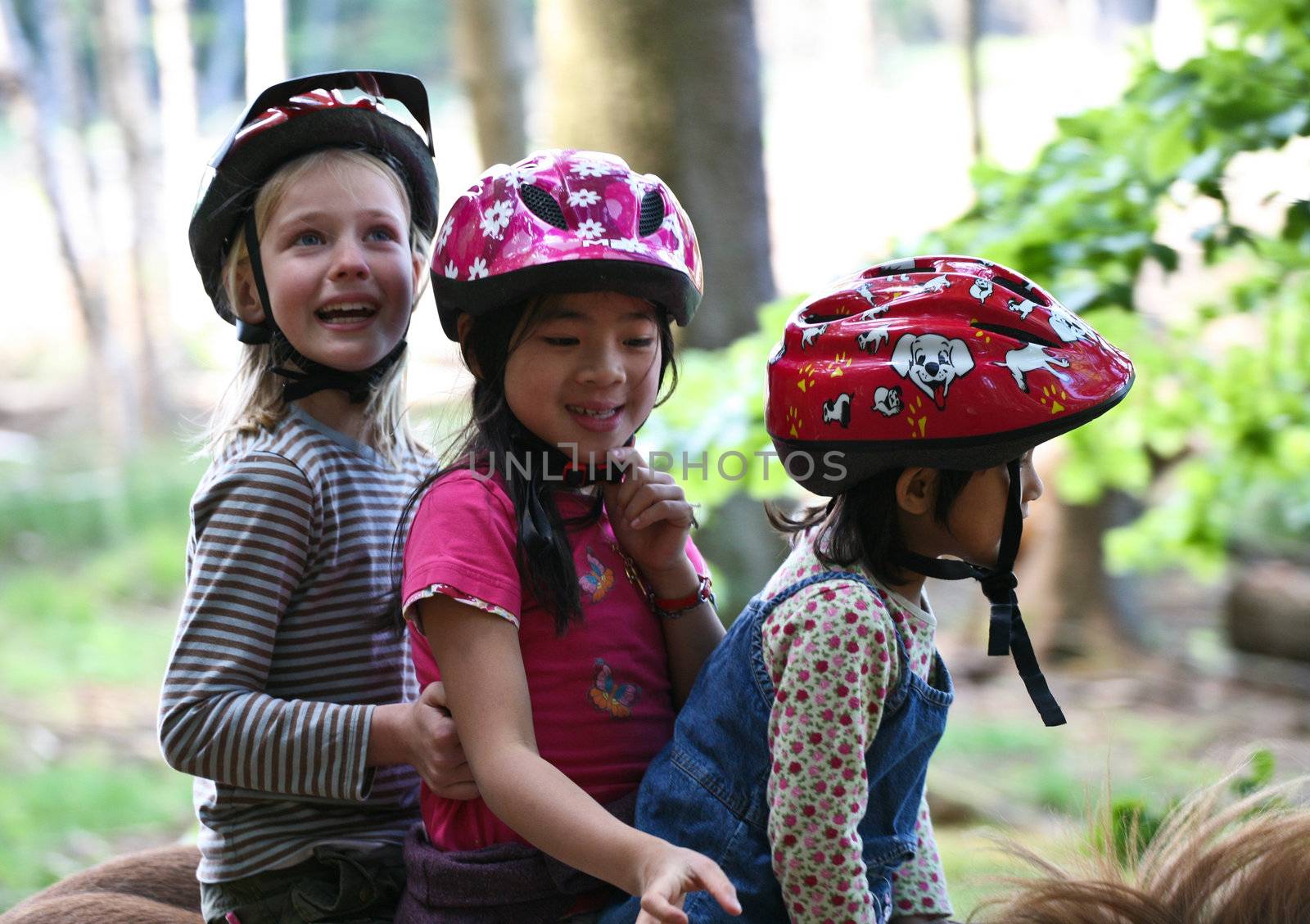 Girls on horse in a forest in denmark