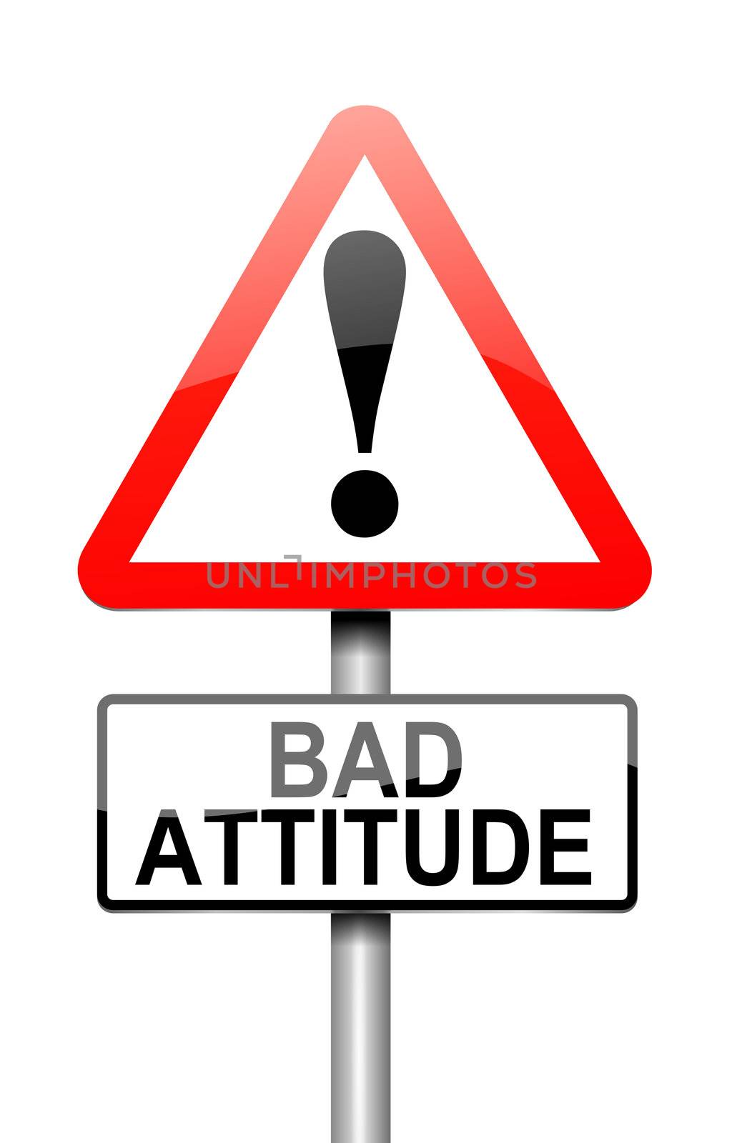 Illustration depicting a sign with a bad attitude concept.