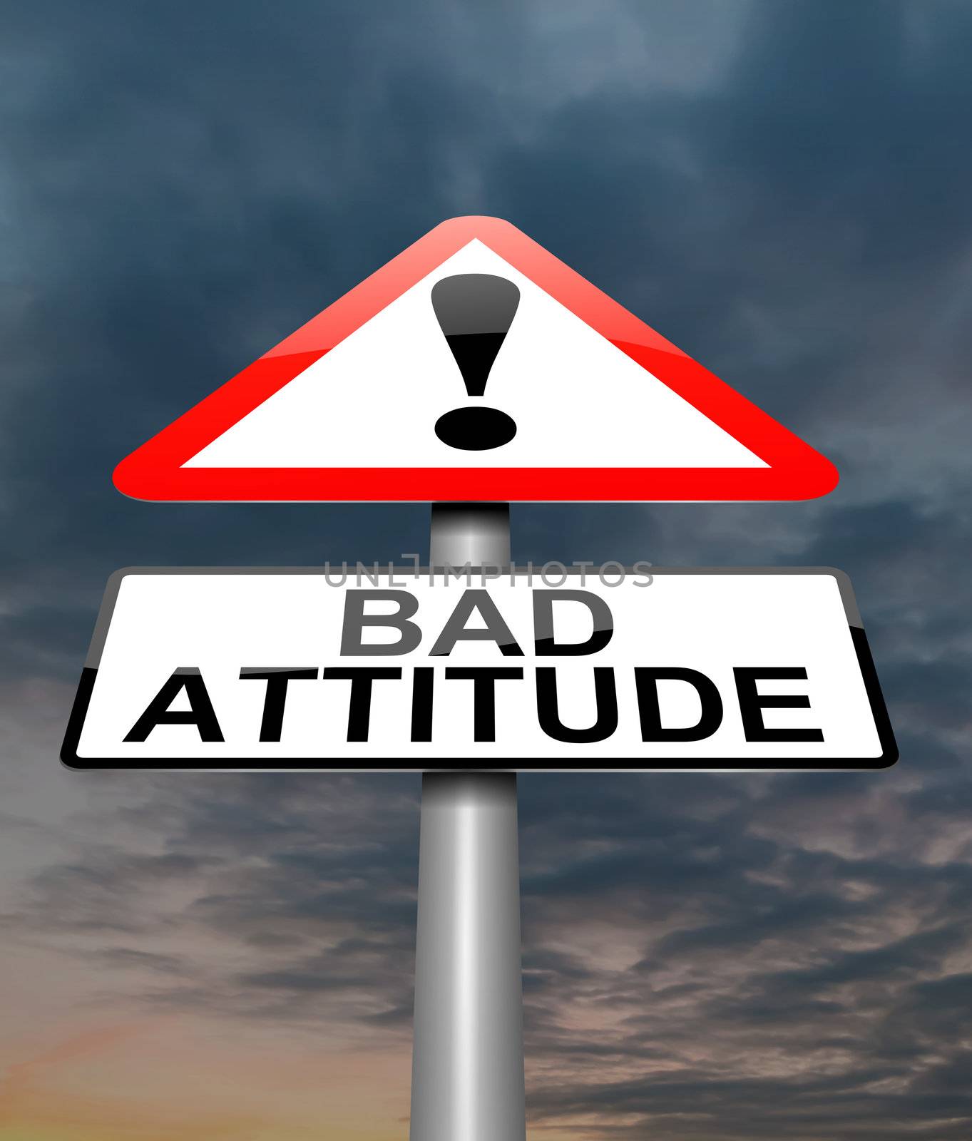 Illustration depicting a sign with a bad attitude concept.